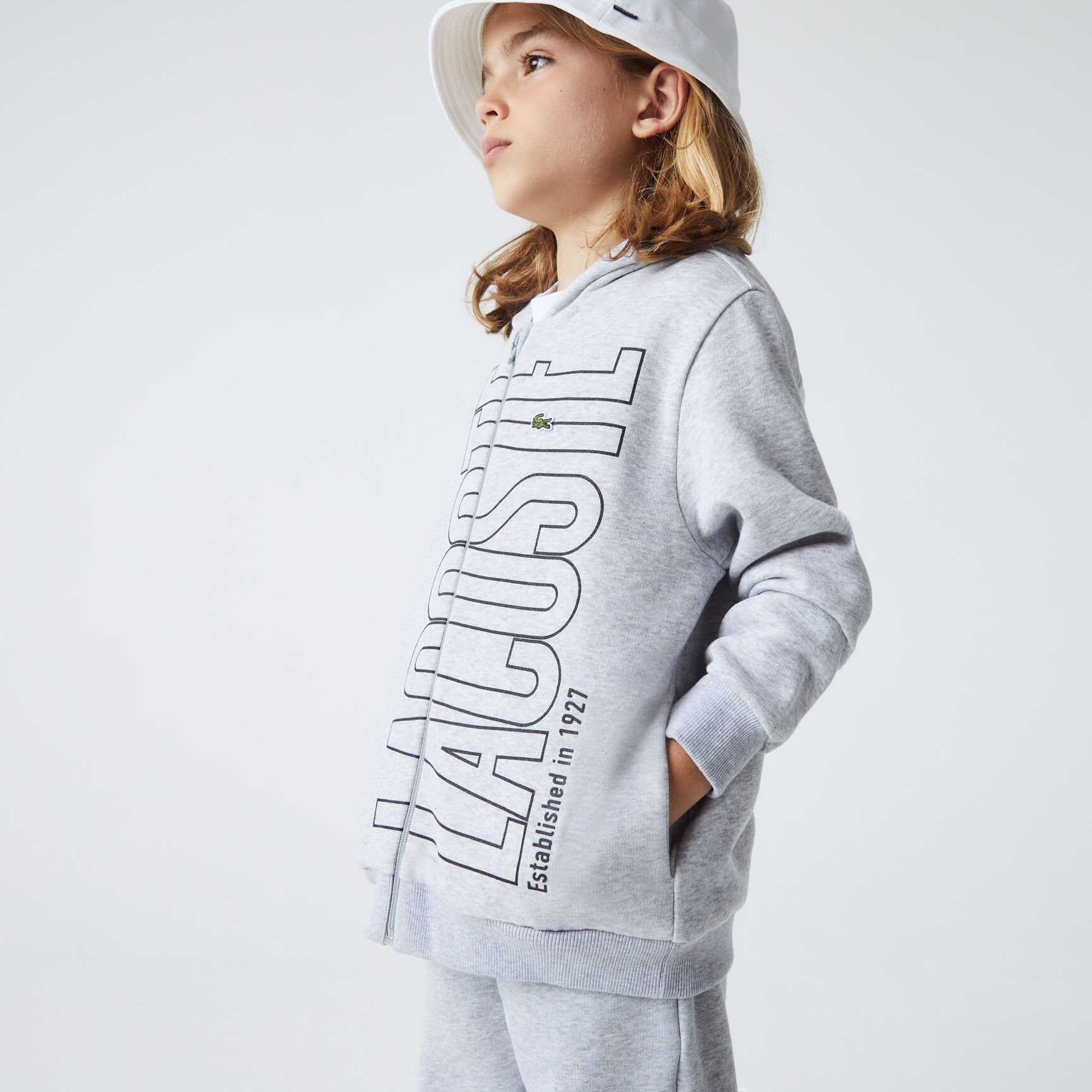 Boys' Lacoste Branded Zippered Hooded Sweatshirt Boys' Lacoste Branded Zippered Hooded Sweatshirt