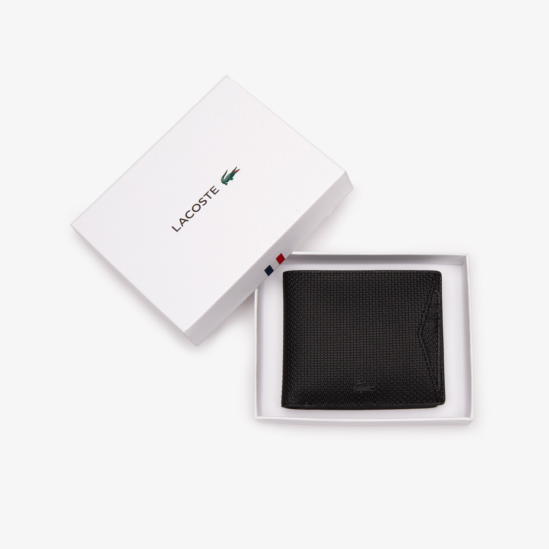 lacoste men s chantaco piqu  leather 8 card holder and wallet