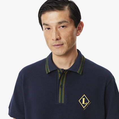 lacoste classic fit french made badge accent polo shirt