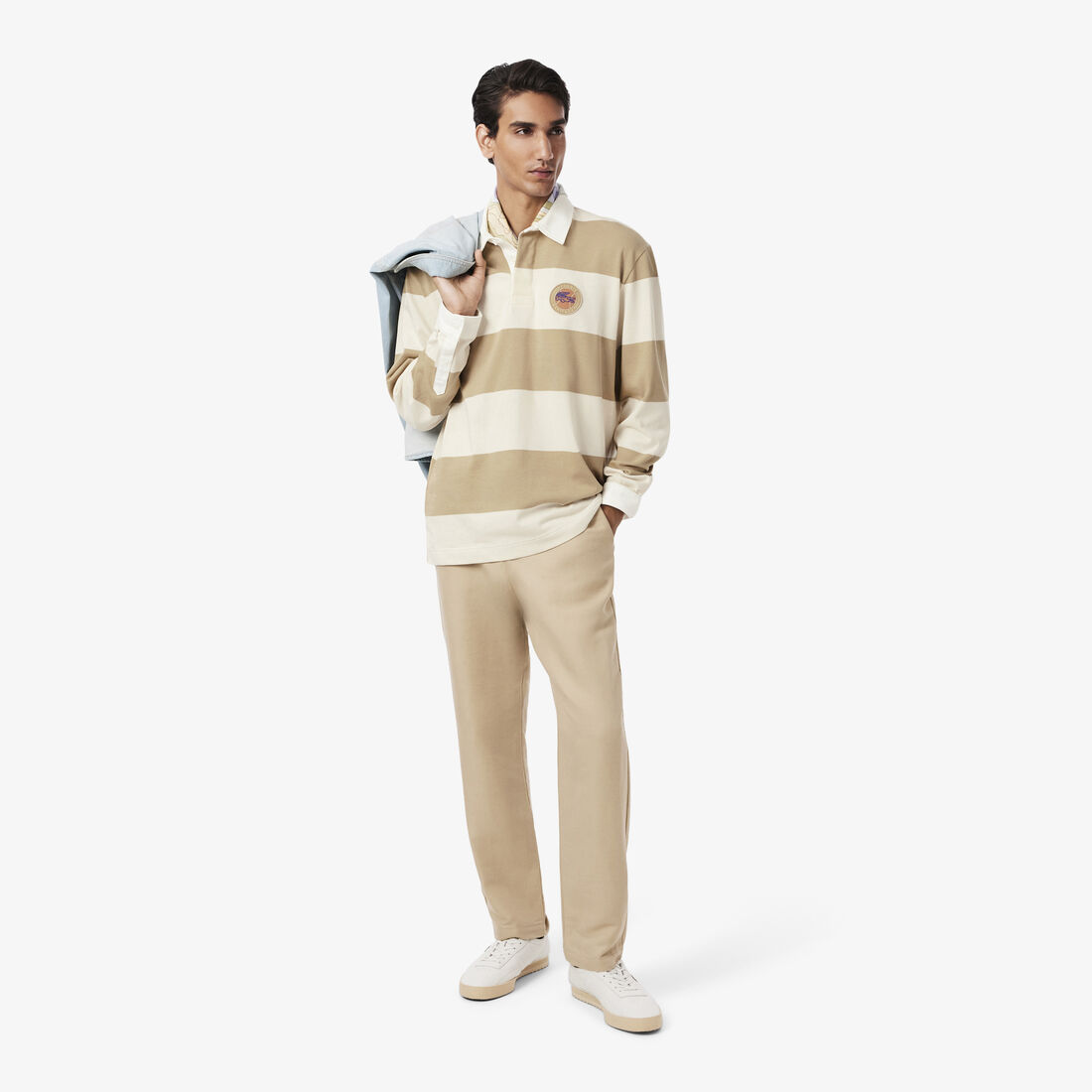 قميص بولو مخطط للرجبي بقصّة مريحة قميص بولو مخطط للرجبي بقصّة مريحة