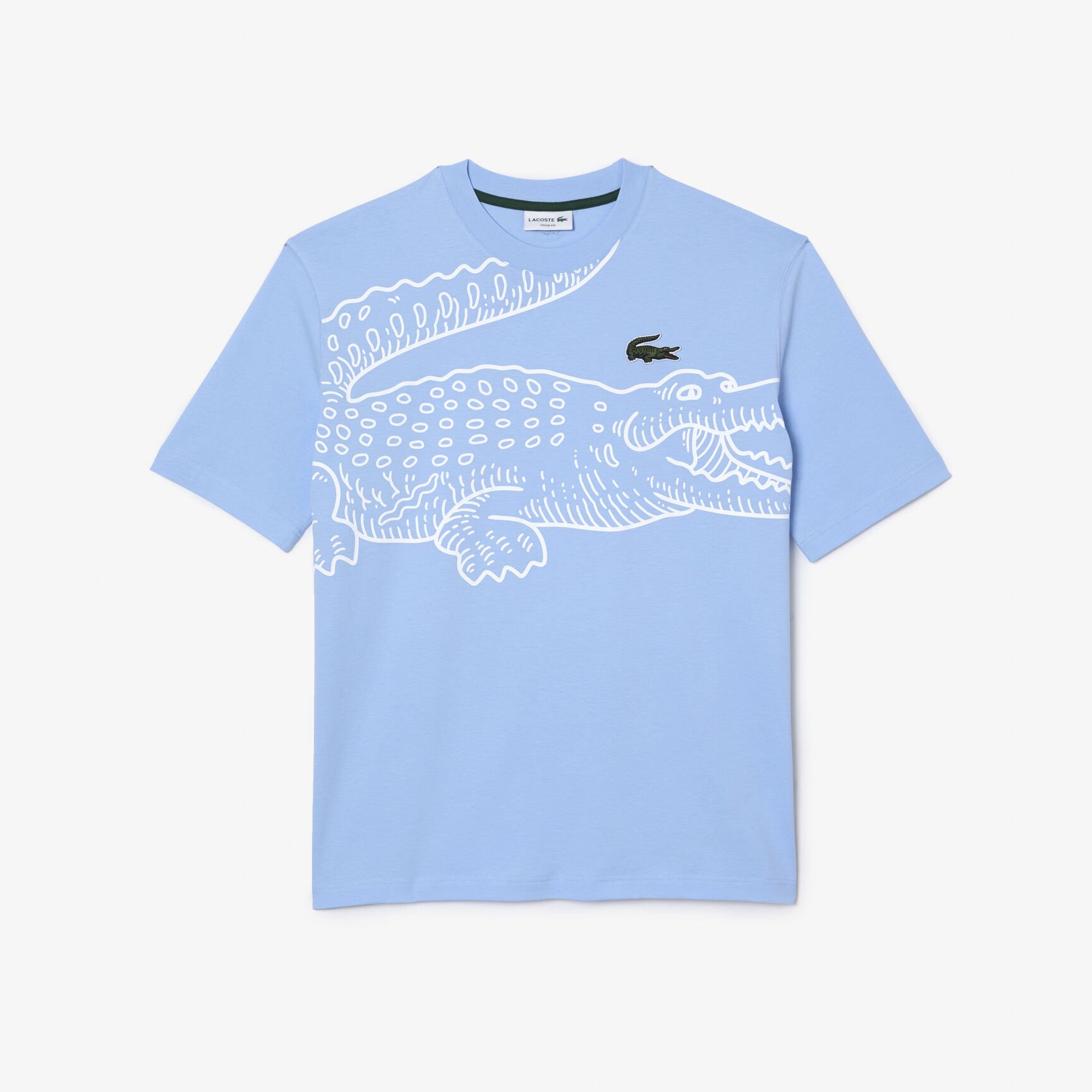 Men's Lacoste Round Neck Loose Fit Crocodile Print T-shirt Men's Lacoste Round Neck Loose Fit Crocodile Print T-shirt