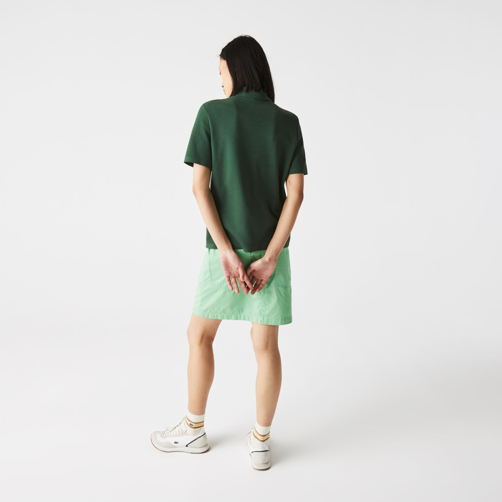 قميص بولو مقلم للنساء قصة عادية من القطن العضوي