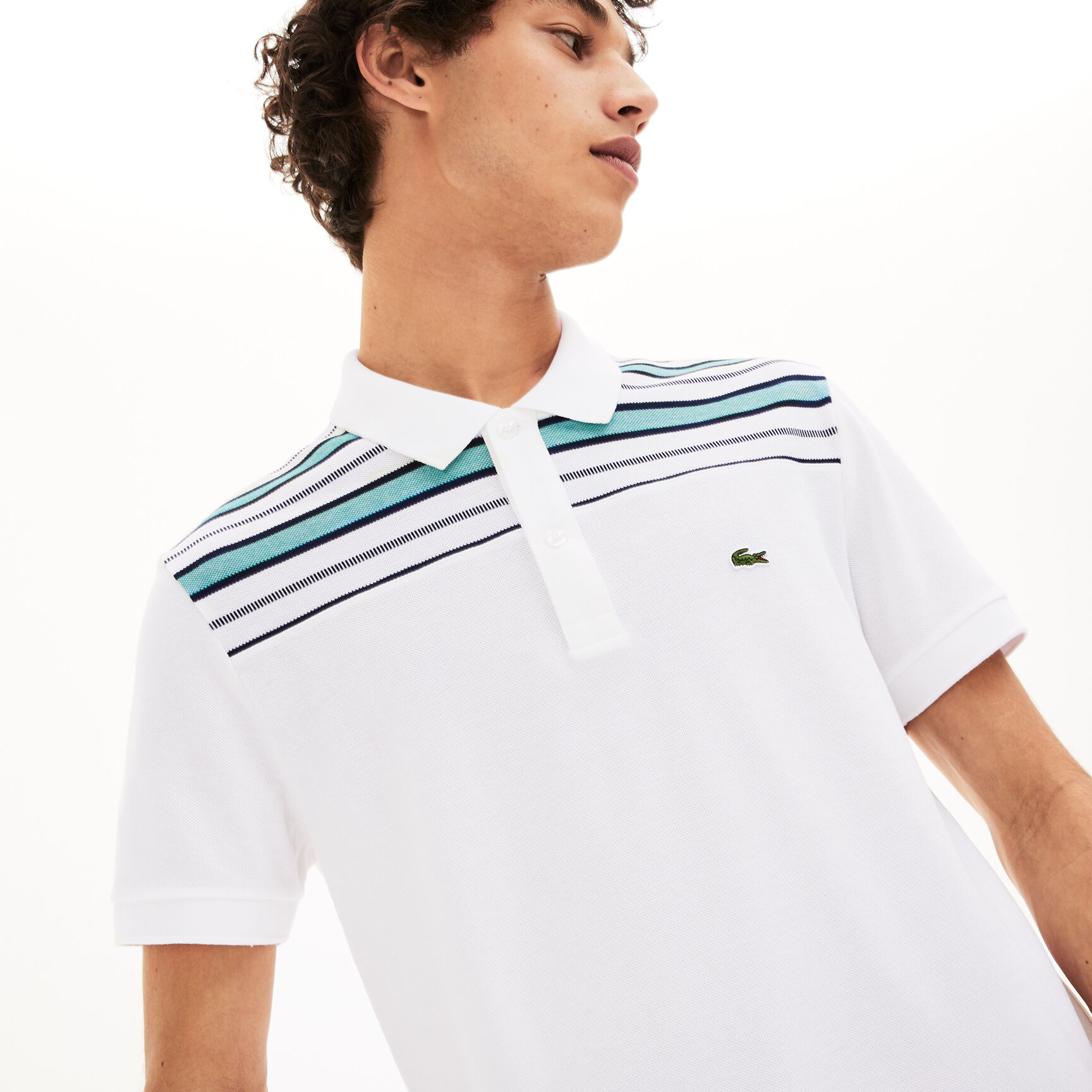 قميص بولو بطبعة مخططة من Lacoste للرجال قميص بولو بطبعة مخططة من Lacoste للرجال