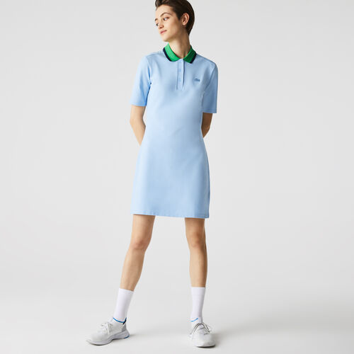 Women’s Contrast Collar Stretch Cotton Piqué Polo Dress