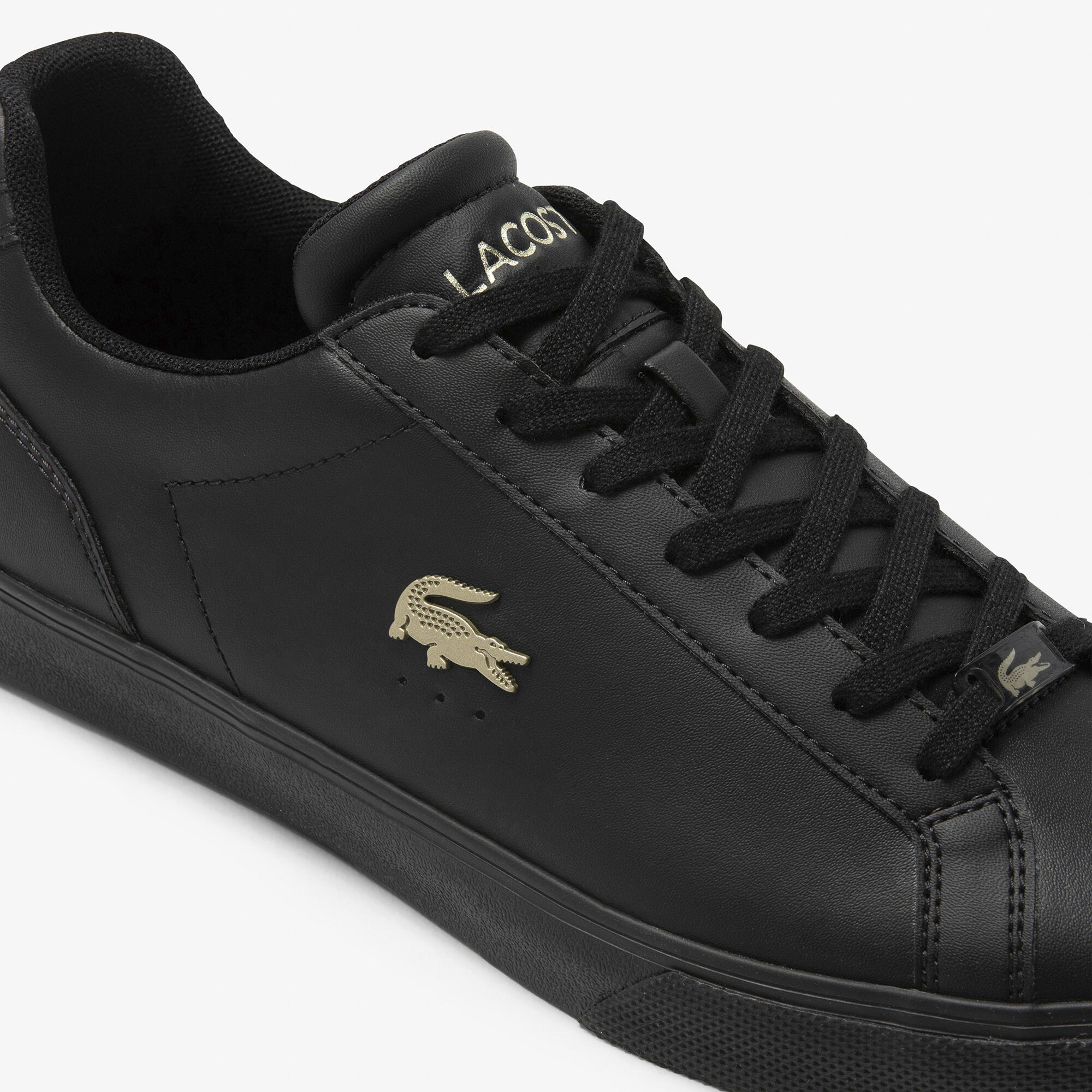 Black mens lacoste trainers on sale