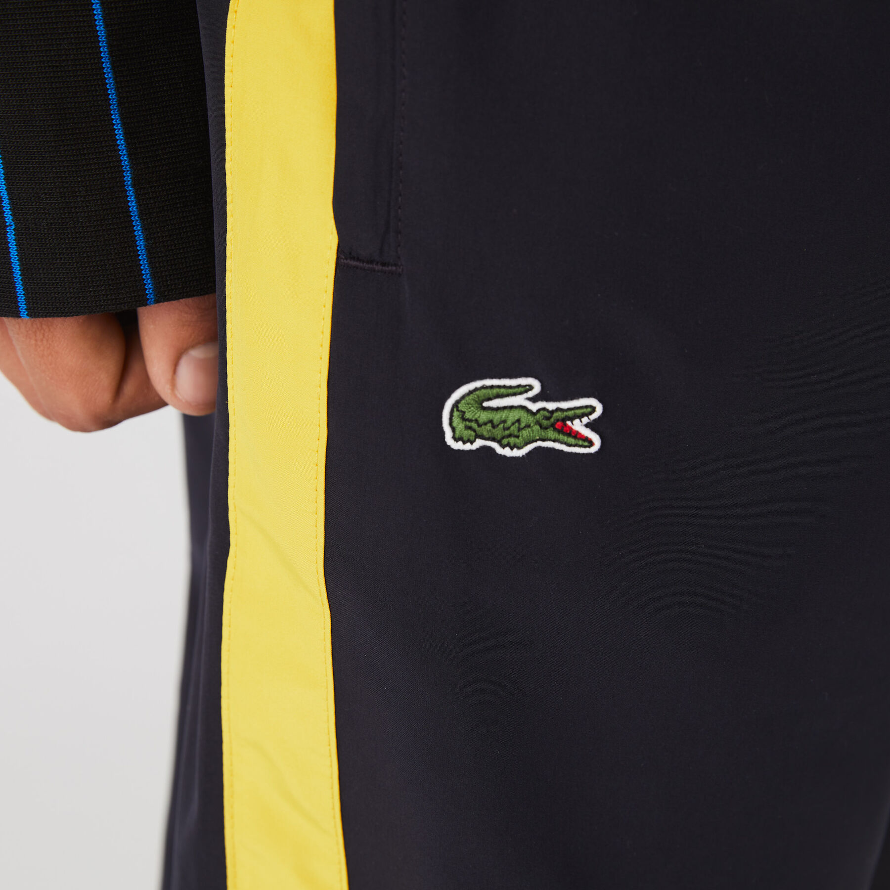 lacoste men s contrast striped water repellant tracksuit pants