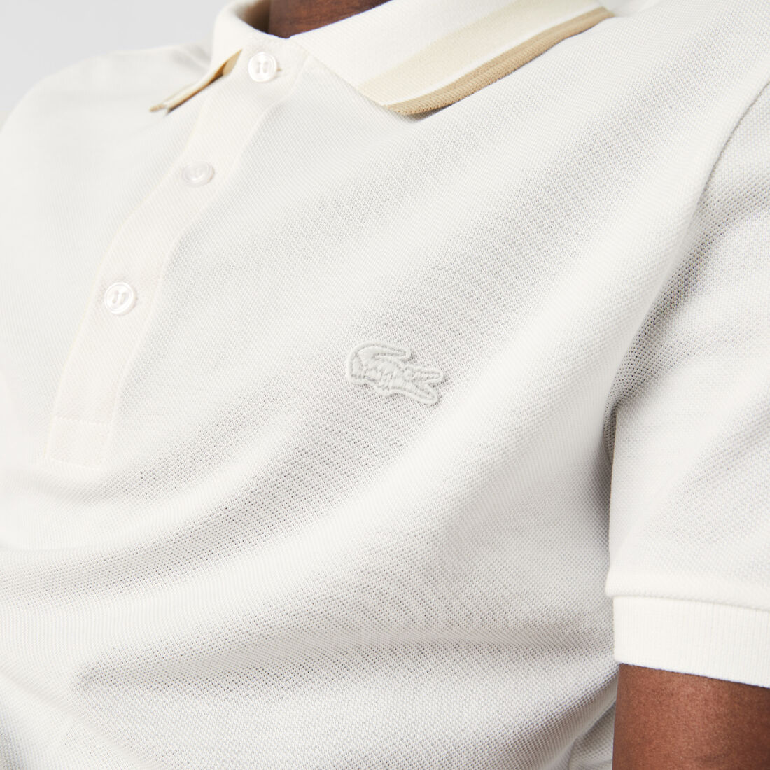 Men’s Lacoste Slim Fit Striped Collar Cotton Piqué Polo Men’s Lacoste Slim Fit Striped Collar Cotton Piqué Polo