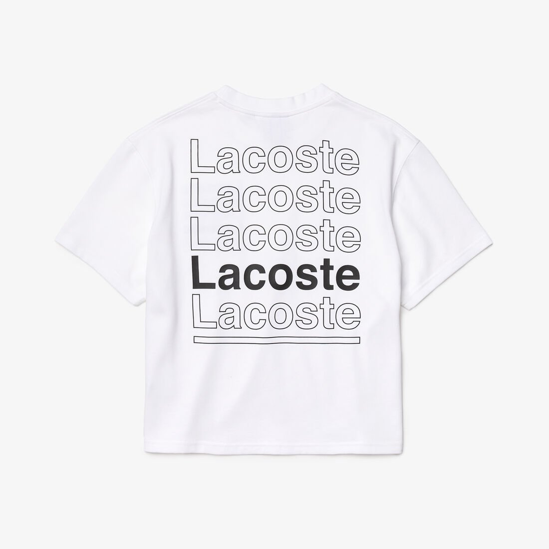 تيشيرت نسائي قطني فضفاض برقبة مستديرة وطبعة من مجموعة Lacoste L!VE تيشيرت نسائي قطني فضفاض برقبة مستديرة وطبعة من مجموعة Lacoste L!VE