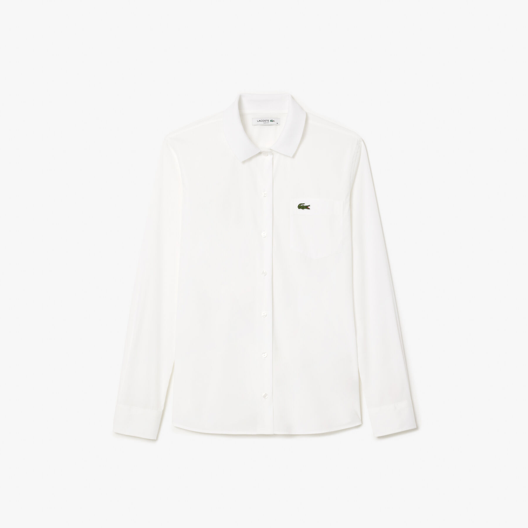 lacoste poplin shirt with ribbed collar