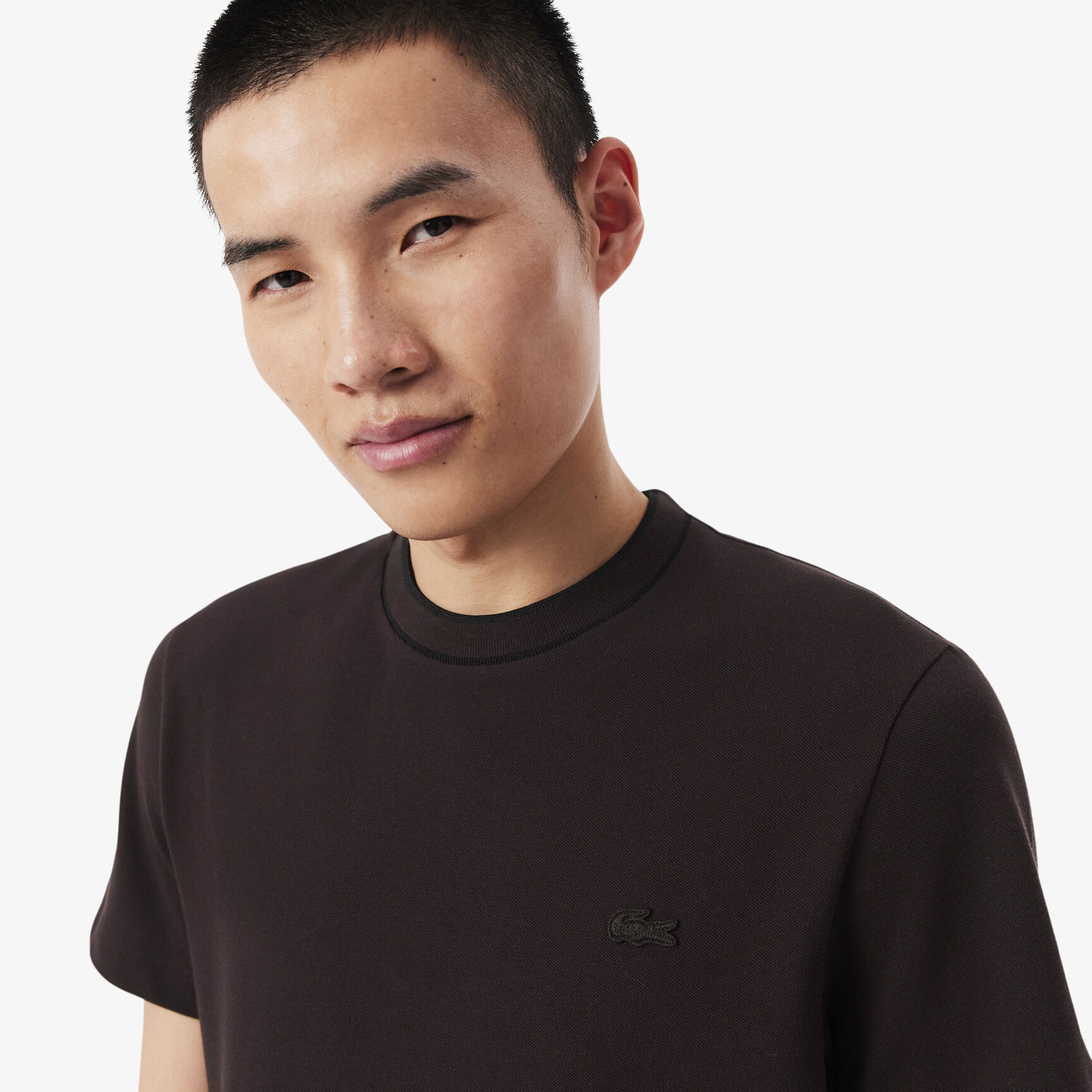 Stretch Pique Stripe Collar T-shirt