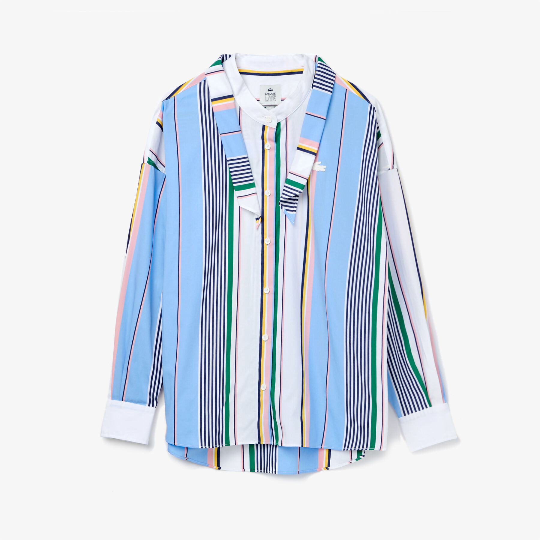 women s lacoste live classic fit scarf neck striped cotton shirt