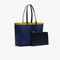 lacoste women s anna reversible contrast band coated canvas tote bag