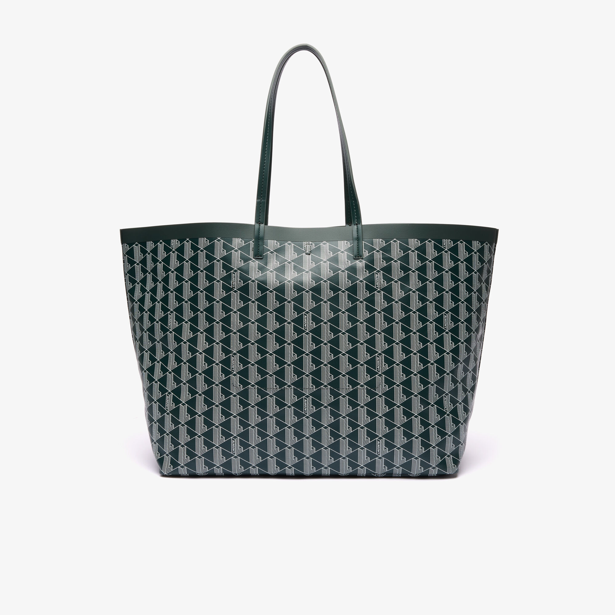 Zely Coated Canvas Monogram Large Tote, Green | LACOSTE EG