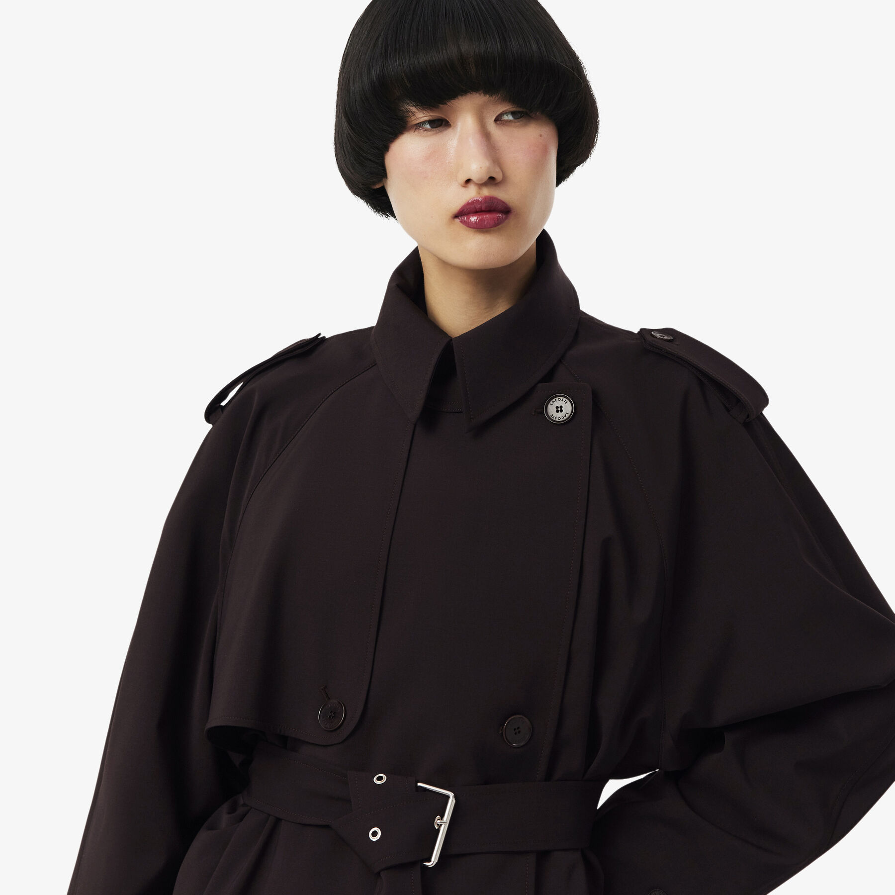 Oversized Wool Blend Trench Coat lacoste oversized wool blend trench coat