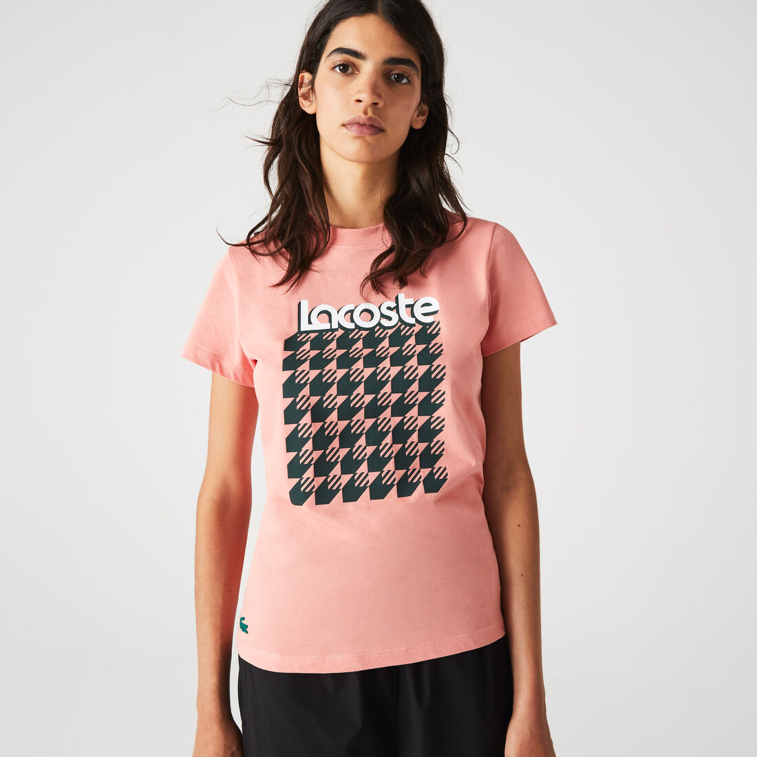 Women's Lacoste SPORT Breathable Houndstooth Patterned T-shirt