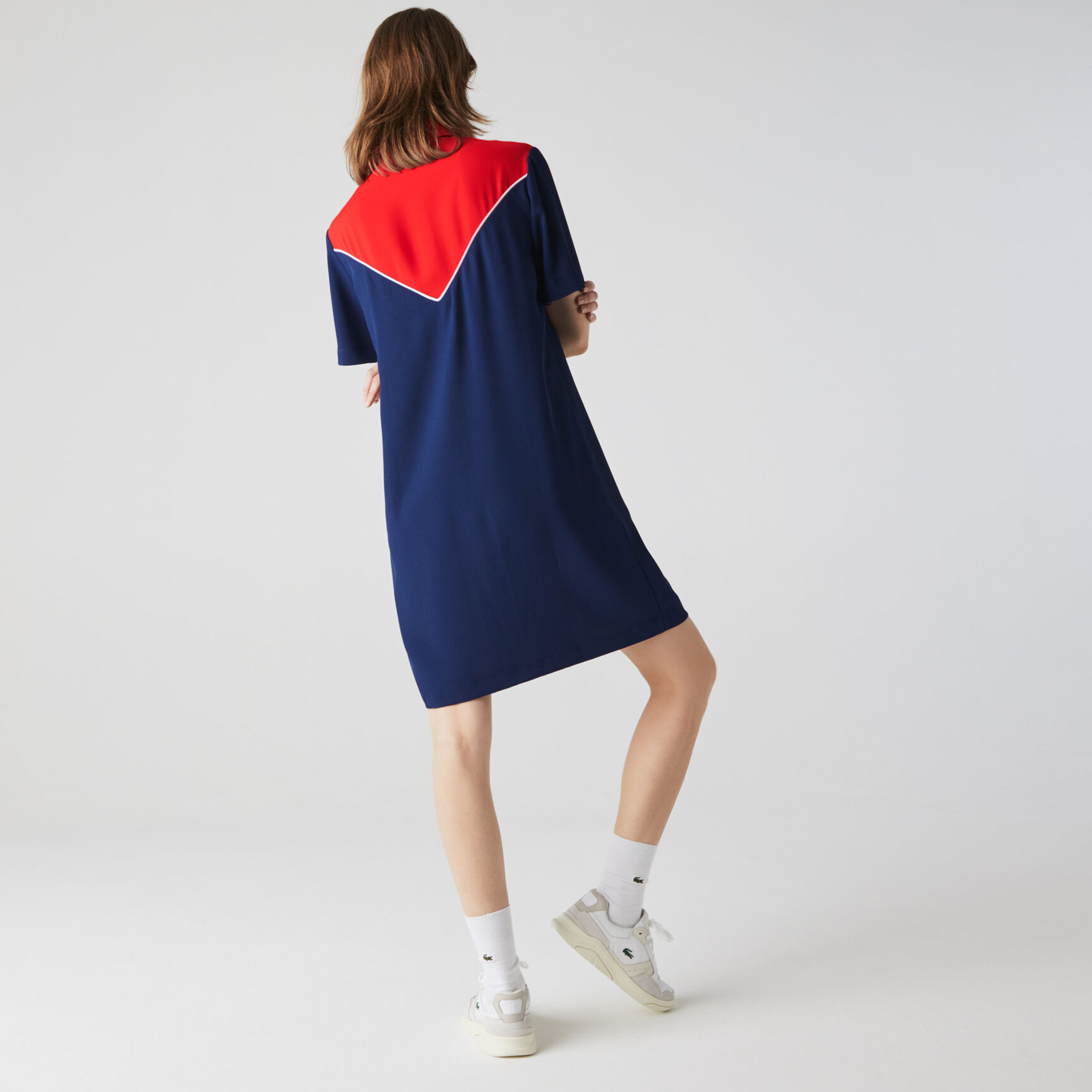 Women&rsquo;s Flowy Zip Collar Colorblock Polo Dress