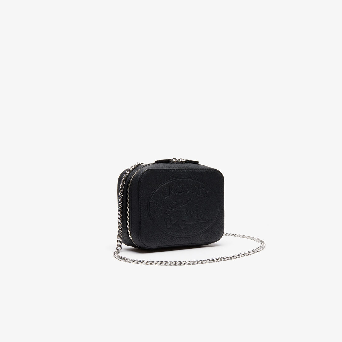 حقيبة على الكتف نسائية بسحاب من الجلد المدبوغ المحبب من مجموعة Croco حقيبة على الكتف نسائية بسحاب من الجلد المدبوغ المحبب من مجموعة Croco