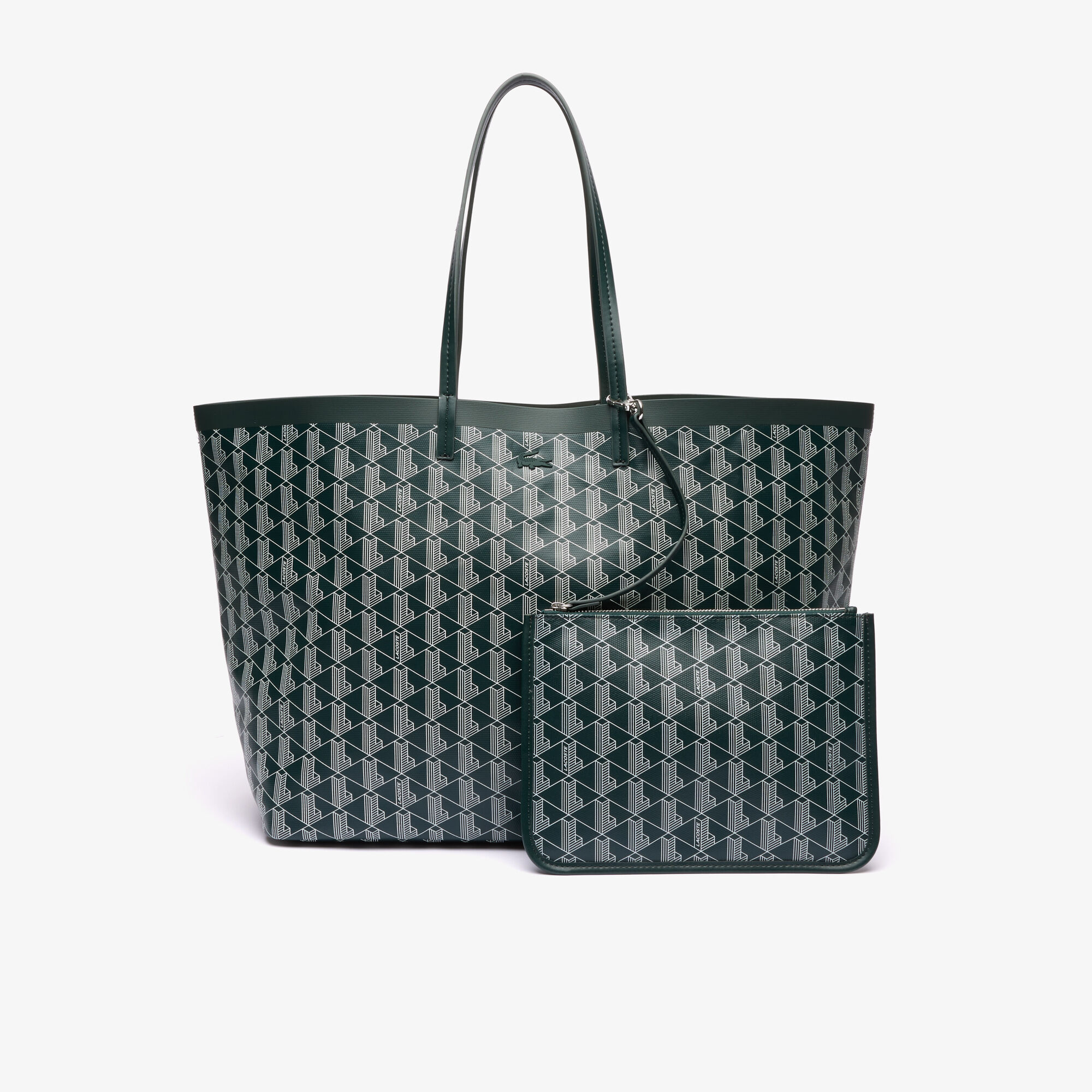 Zely Coated Canvas Monogram Large Tote, Green | LACOSTE EG
