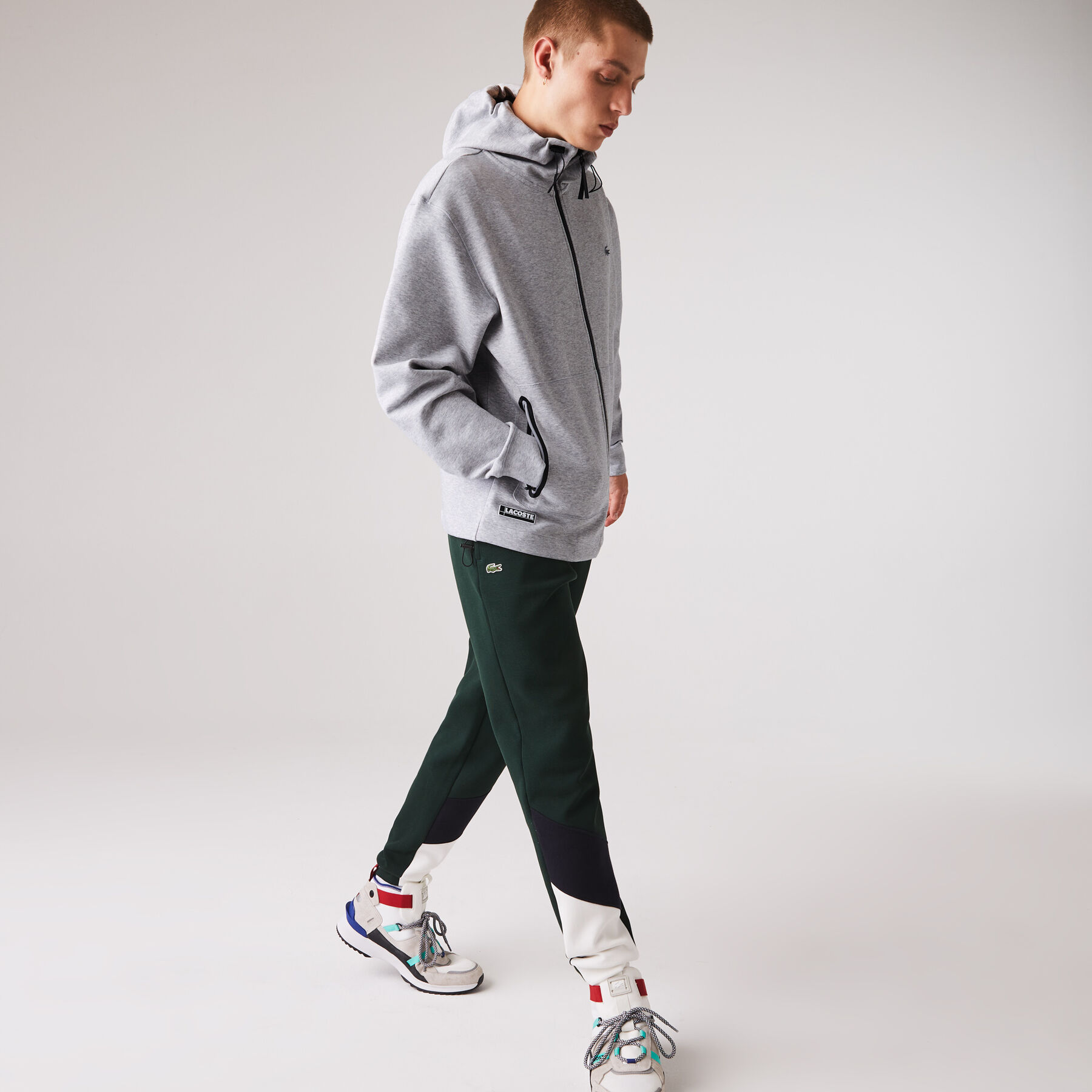 سترة بغطاء رأس وسحاب مع علامة Lacoste التجارية وشارة للرجال لاكوست سترة بغطاء رأس وسحاب مع علامة lacoste التجارية وشارة للرجال