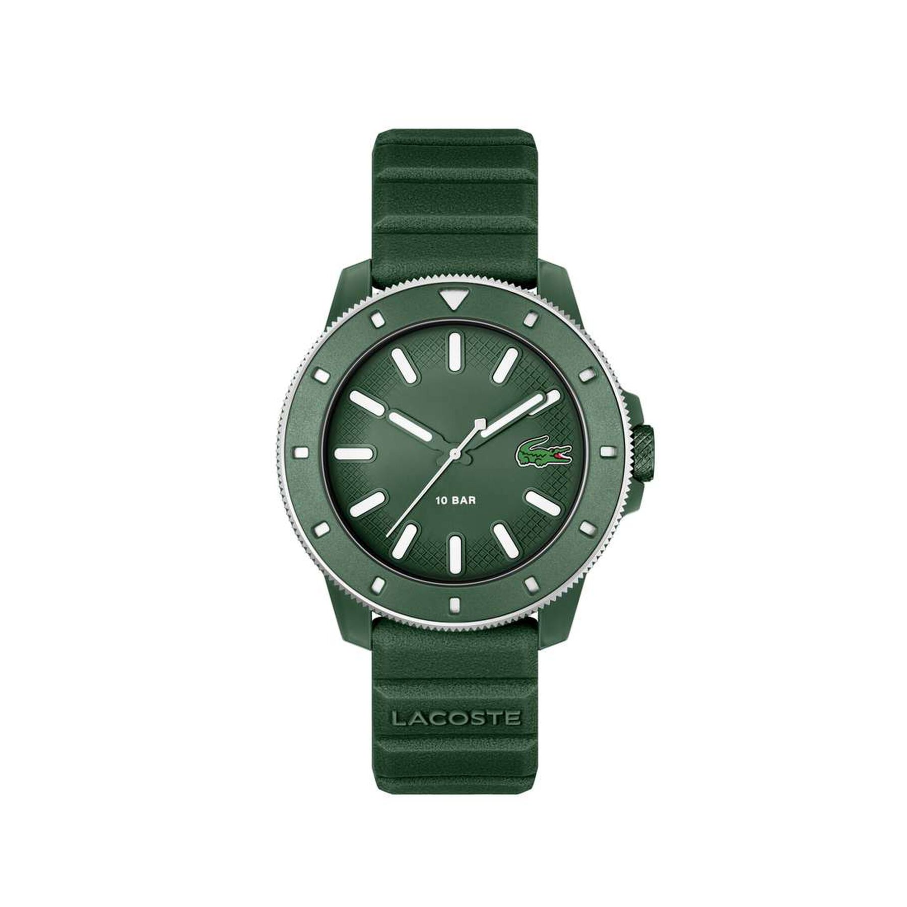 lacoste men silicone strap watch