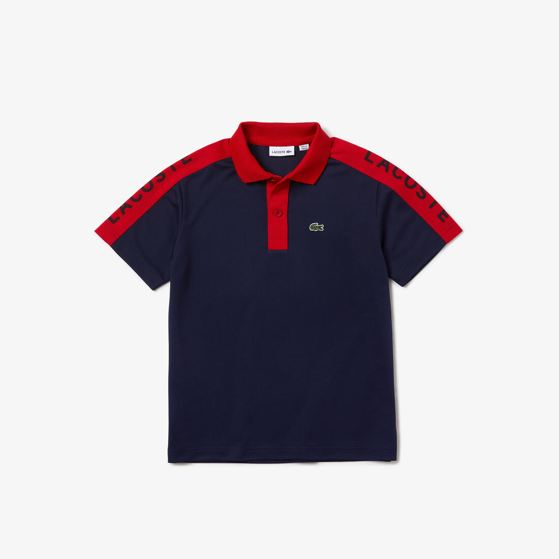 Boys’ Lacoste Lettered Bands Breathable Piqué Polo Shirt