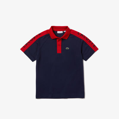 Boys’ Lacoste Lettered Bands Breathable Piqué Polo Shirt
