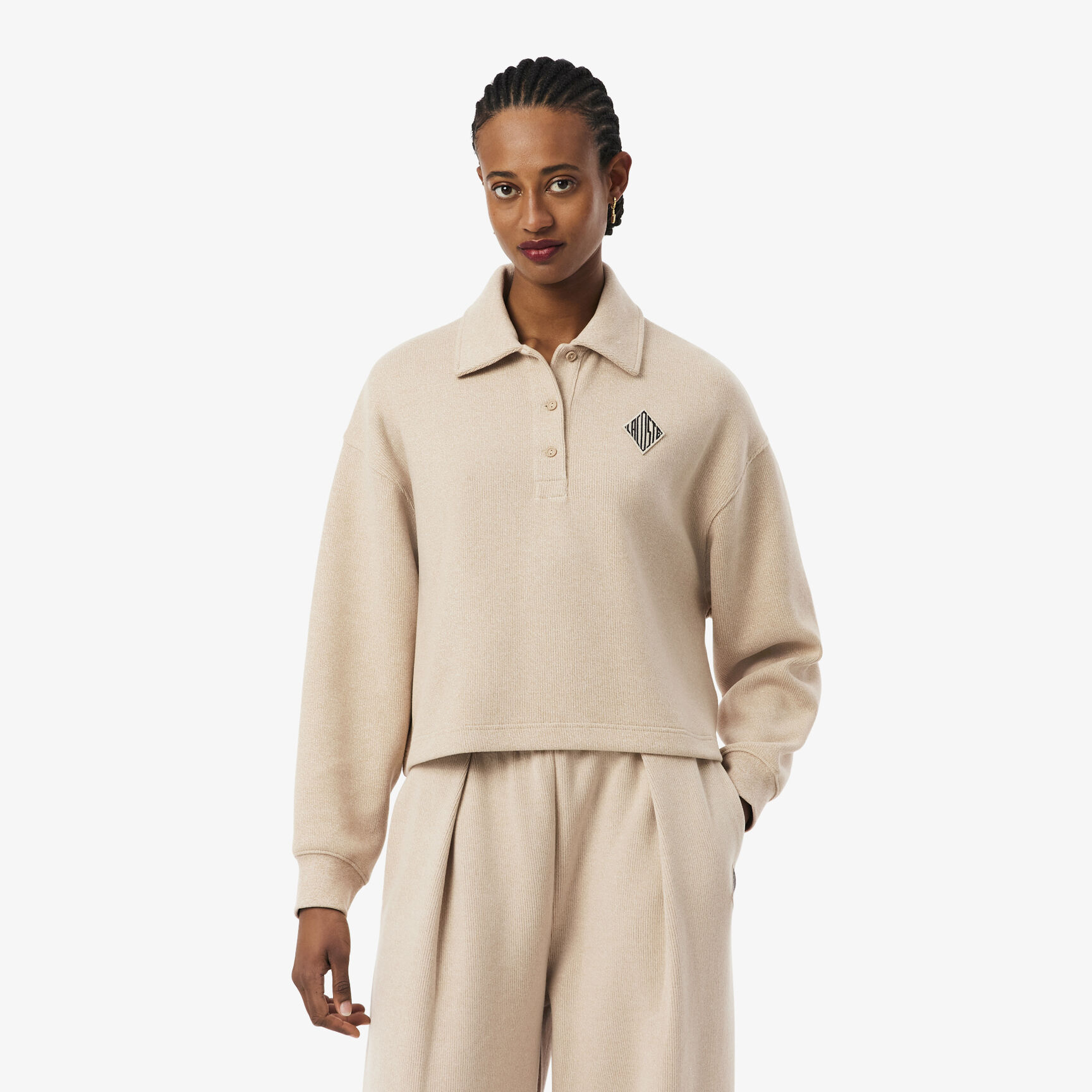 كنزة بولو مضلعة كبيرة الحجم