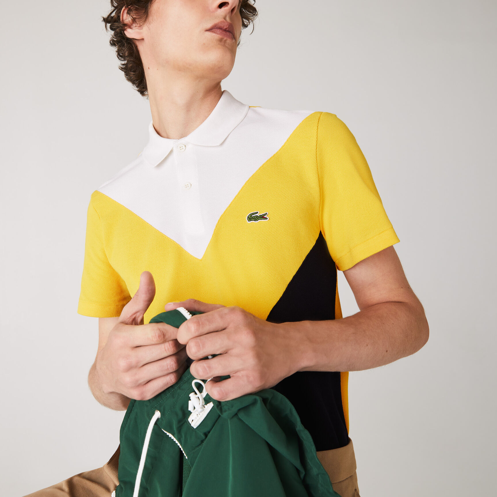 Men's Lacoste Regular Fit Geometric Colourblock Piqu&eacute; Polo Shirt