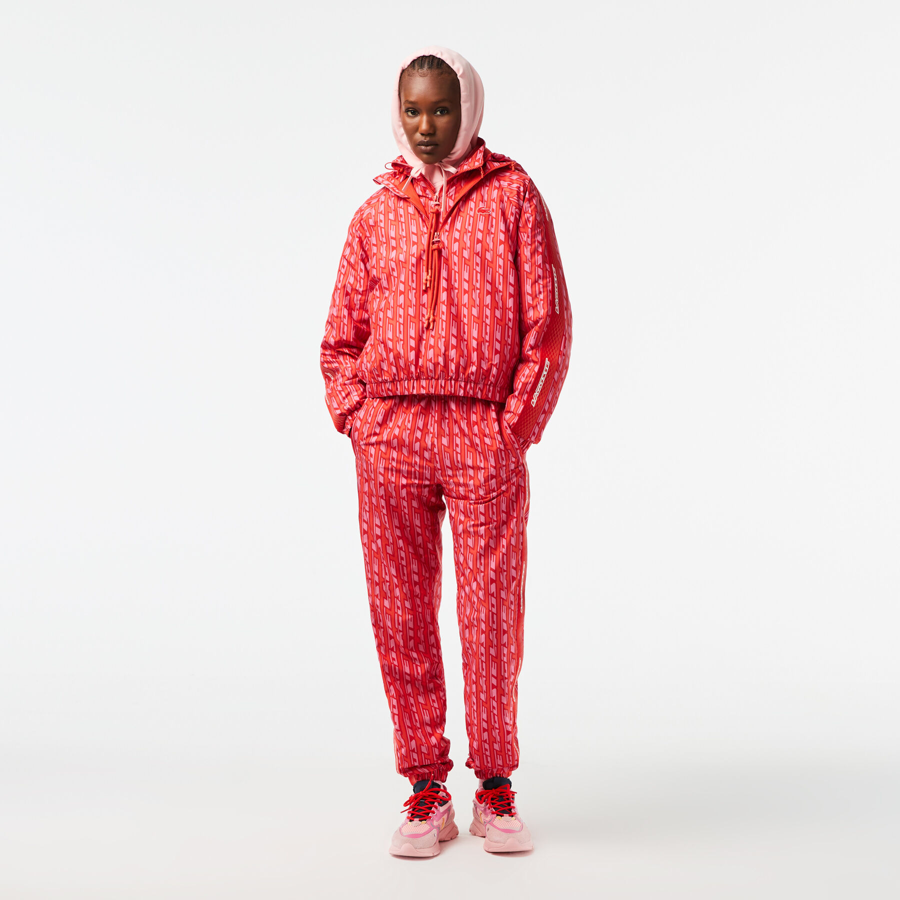 women s lacoste oversized hooded track jacket