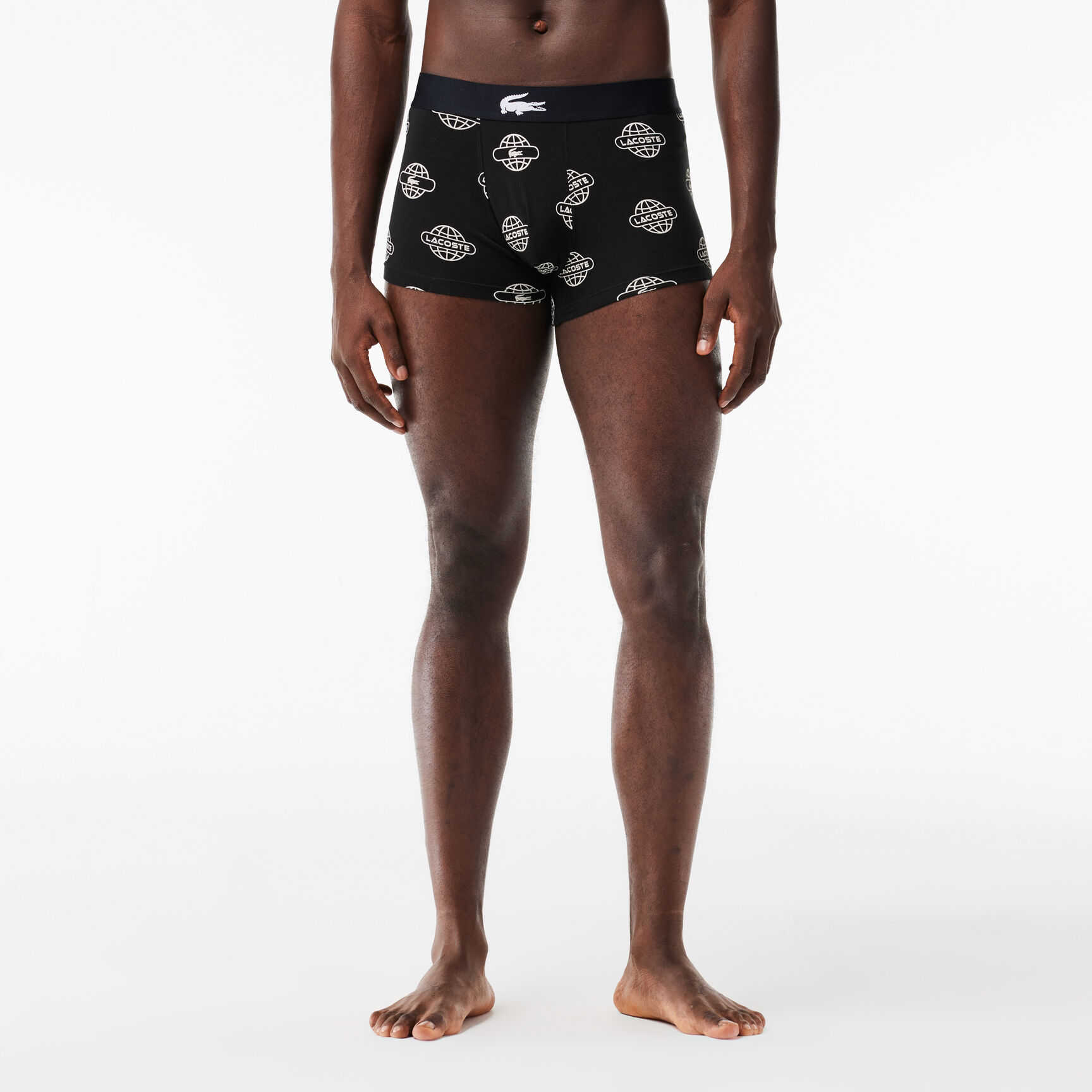 طقم بوكسر قطن مطاطي مزين بشعار الماركة، 3 قطع