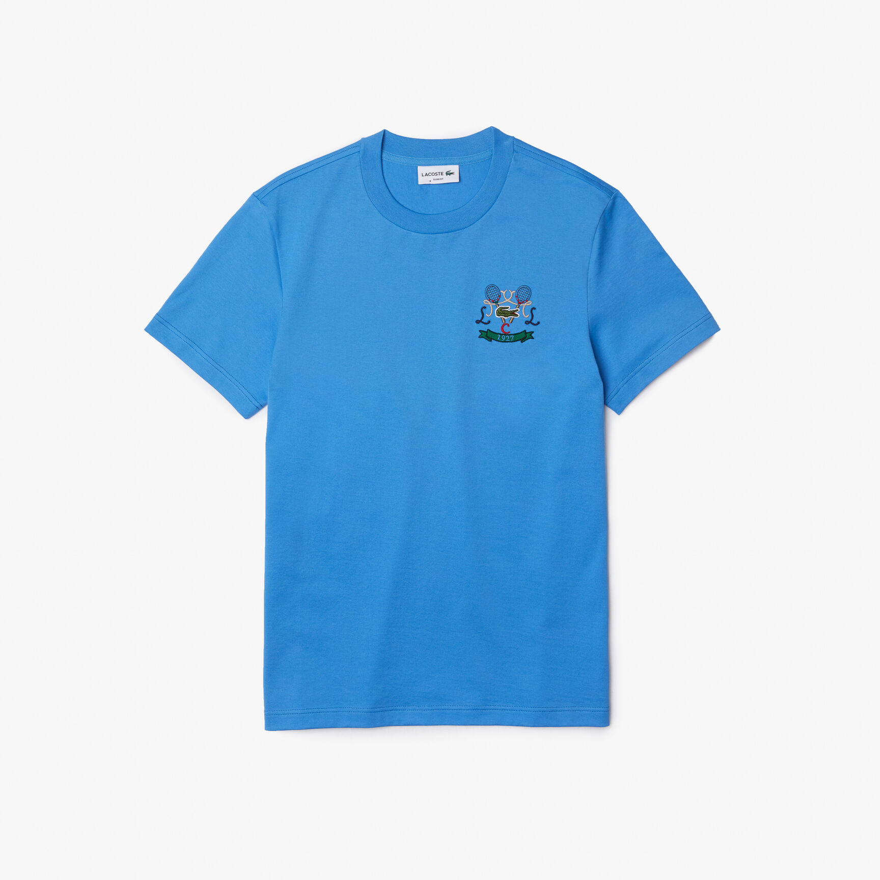 تيشيرت قطن بفتحة رقبة مستديرة وتطريز مضارب تنس للرجال