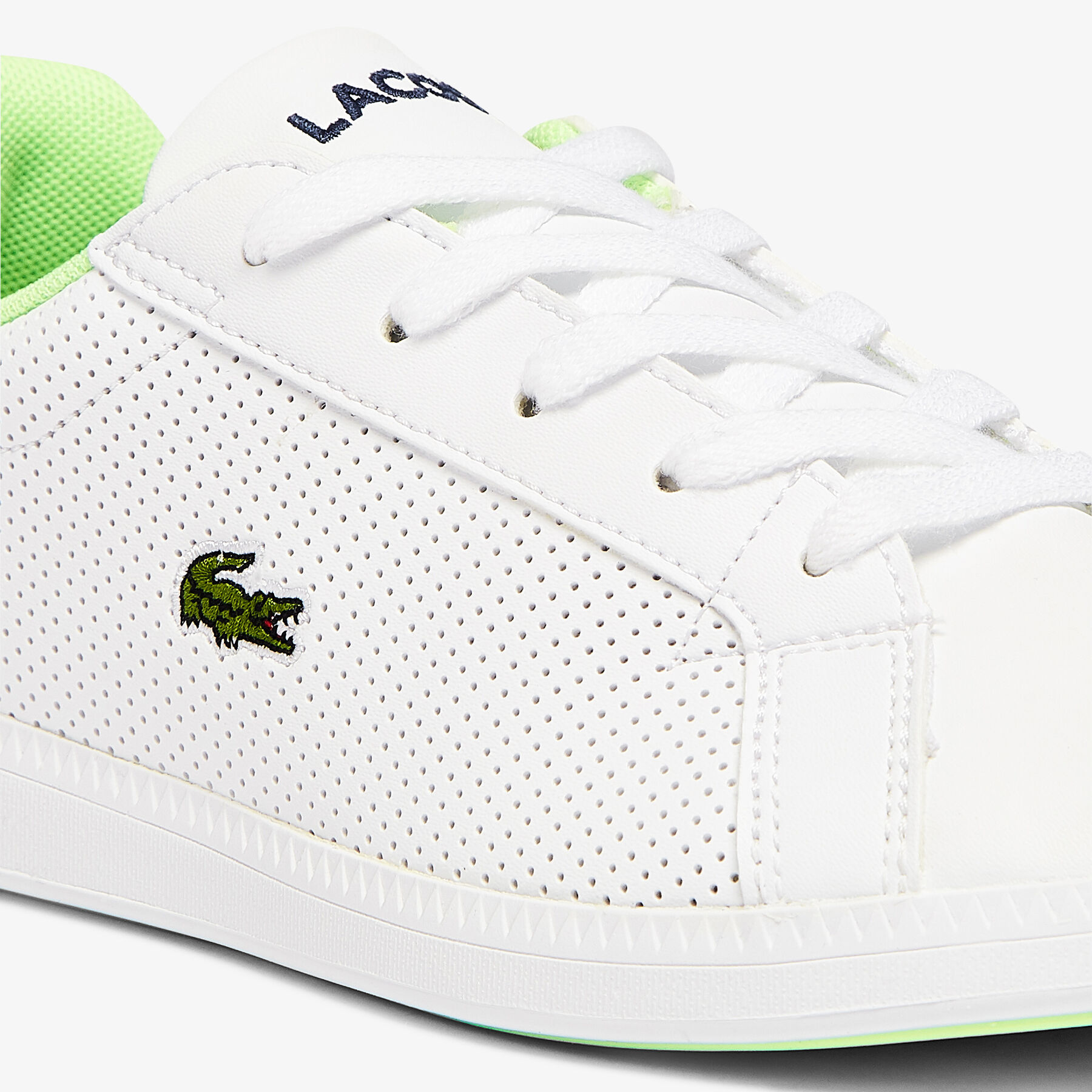 lacoste children s graduate synthetic perforated trainers