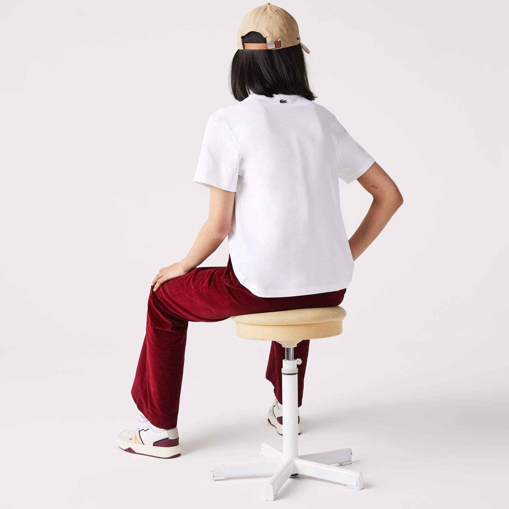 Women's Crew Neck Embroidered Multicolor Lettering Cotton T-shirt