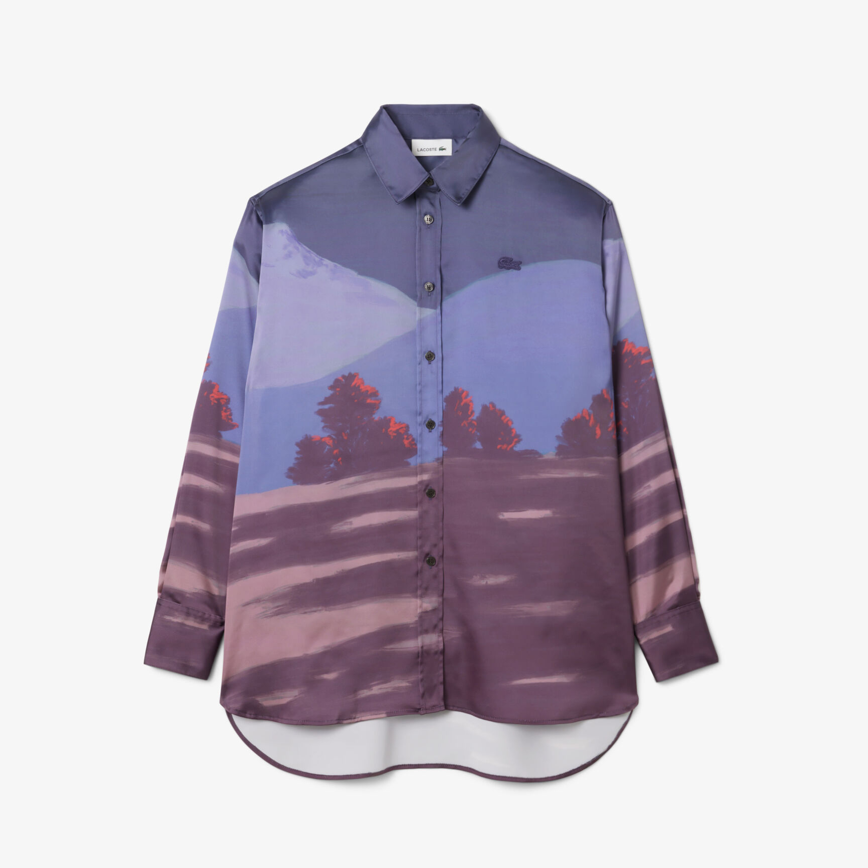 Oversized Landscape Print Satin Shirt