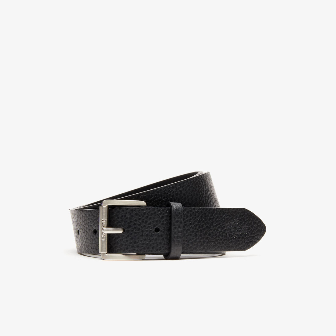 Men's Lacoste Engraved Rolling Buckle Grained Leather Belt