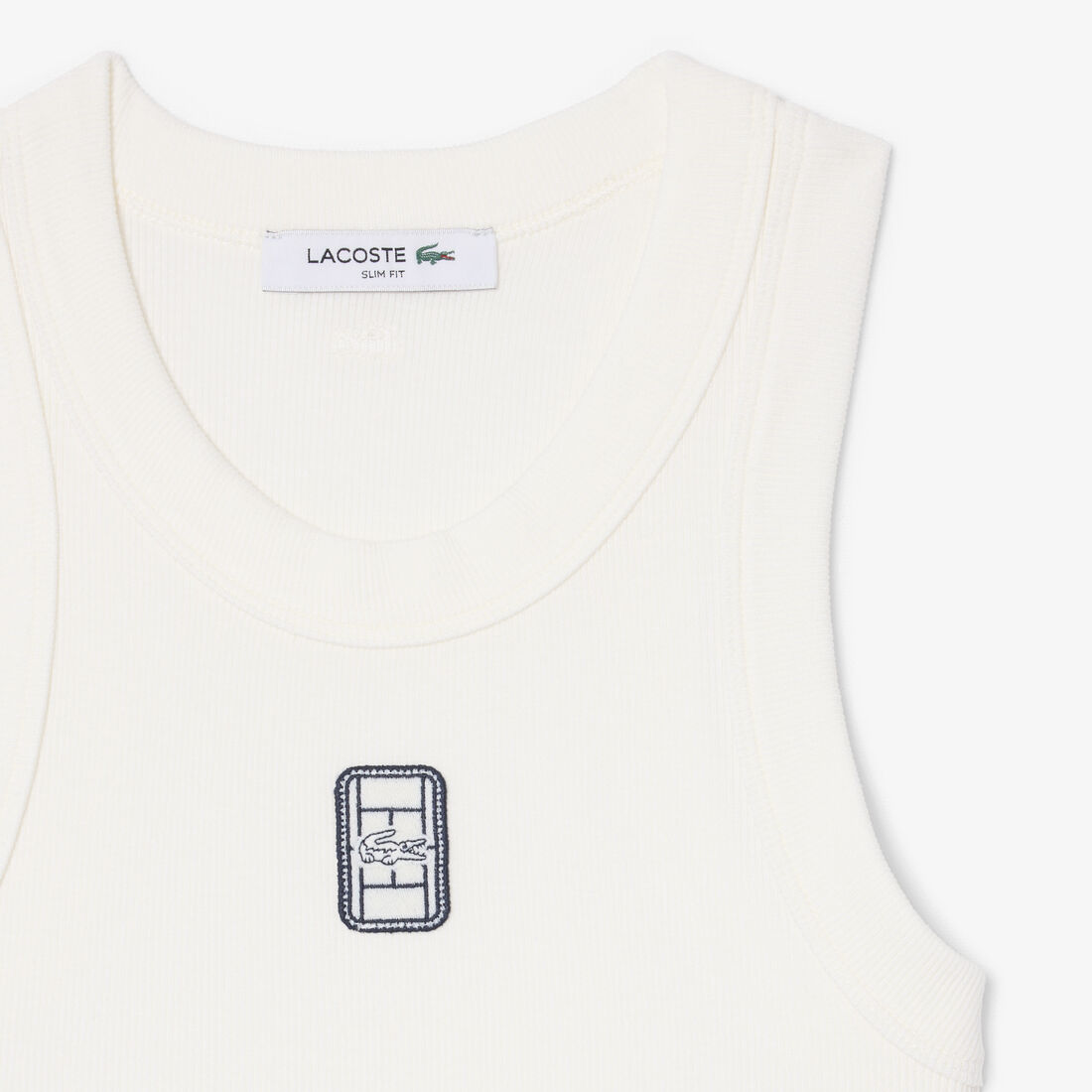 Slim Fit Badge Accent Rib Knit Tank Top Slim Fit Badge Accent Rib Knit Tank Top
