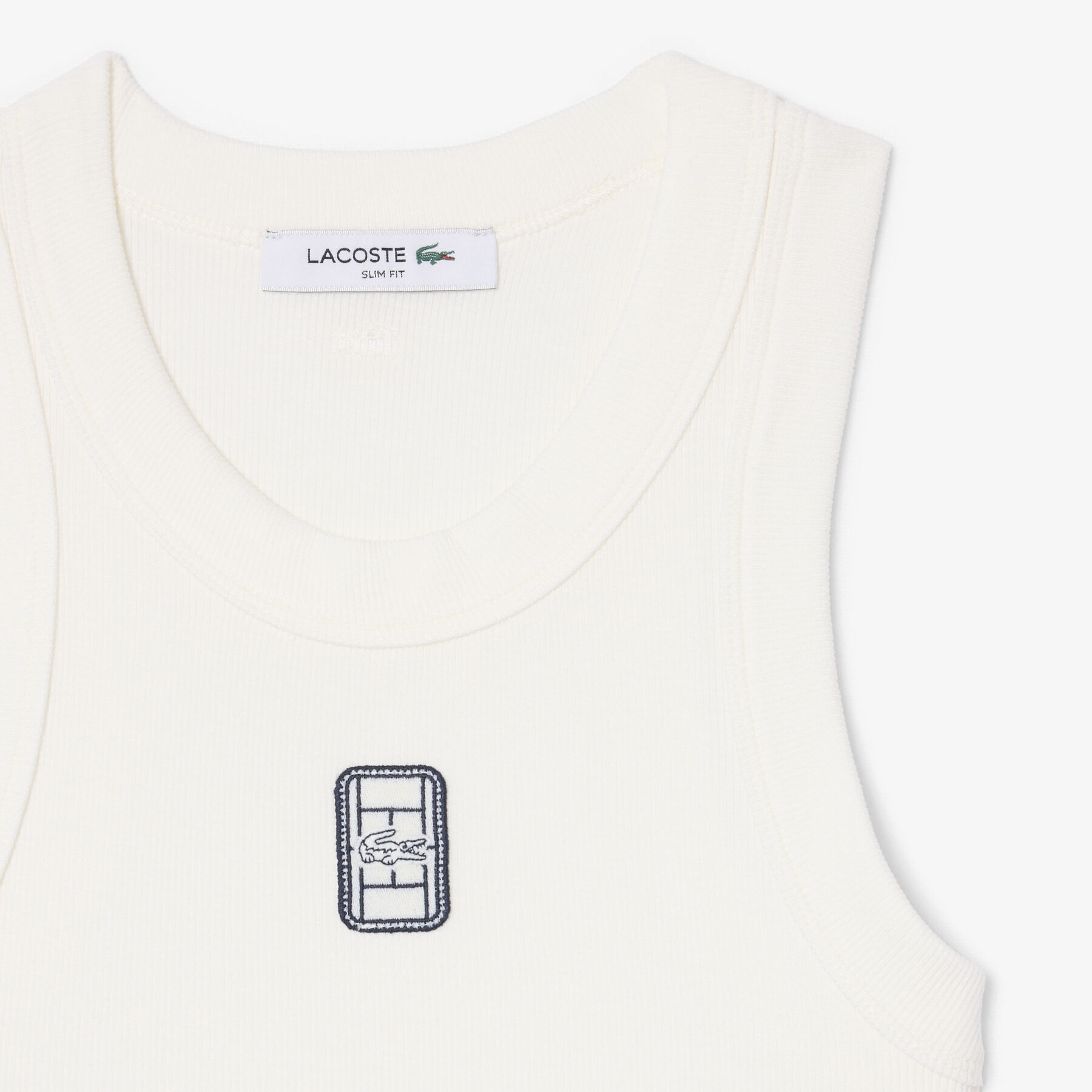Slim Fit Badge Accent Rib Knit Tank Top Slim Fit Badge Accent Rib Knit Tank Top