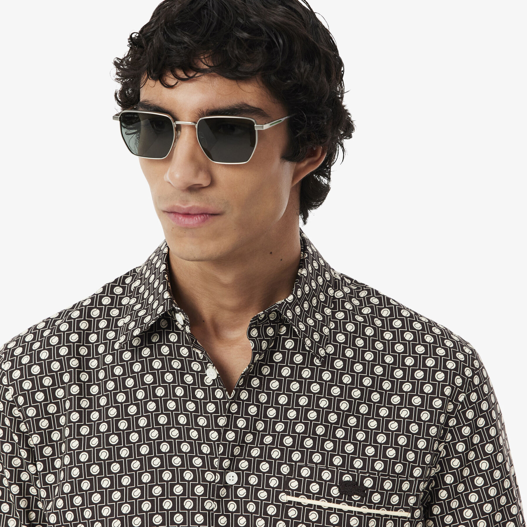 lacoste regular fit printed cotton shirt