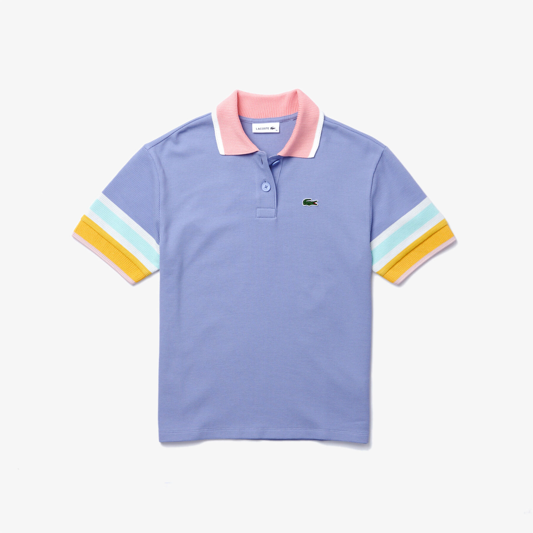 Women’s Lacoste Striped Sleeve Textured Cotton Polo Shirt women s lacoste striped sleeve textured cotton polo shirt