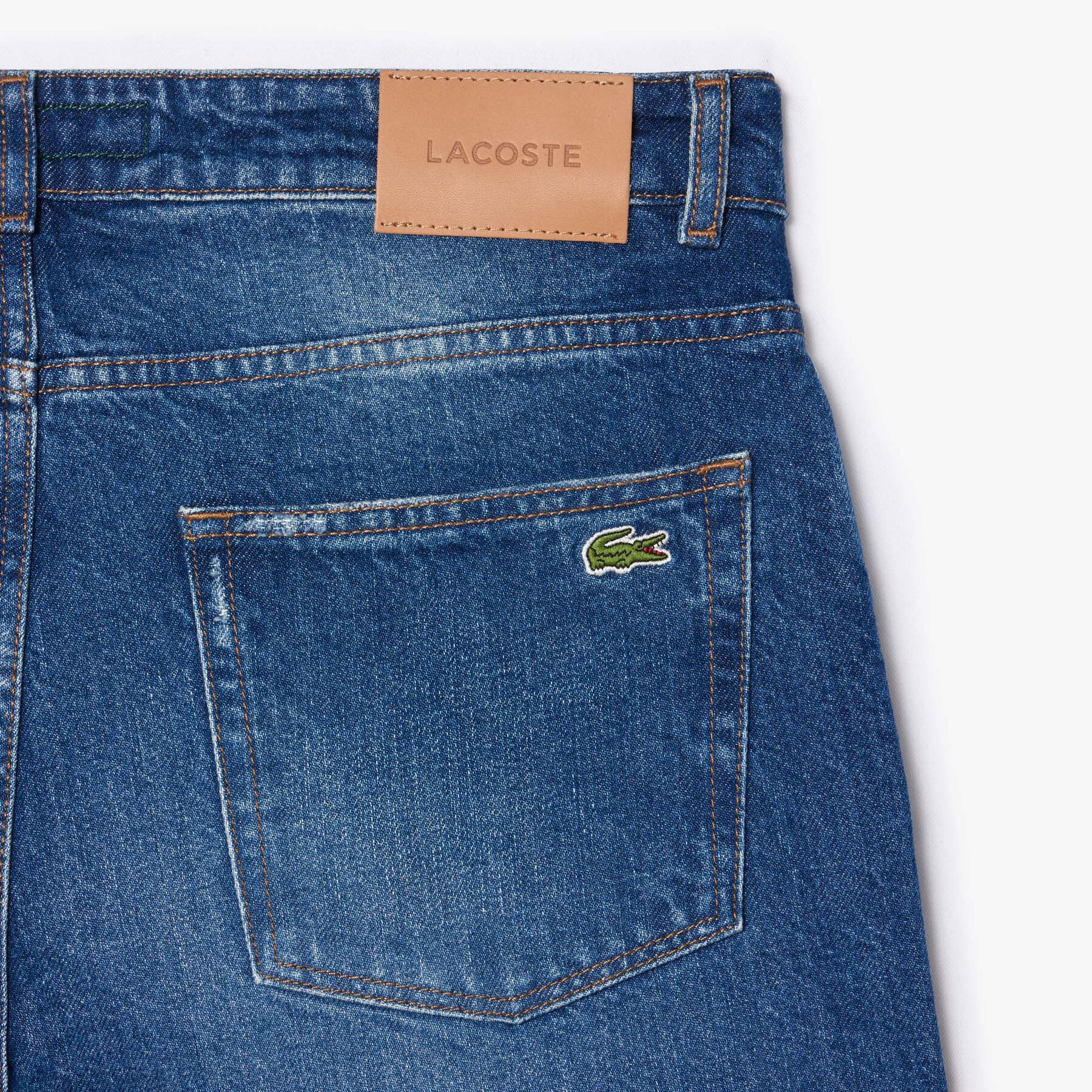 lacoste 5 pocket straight cut jeans