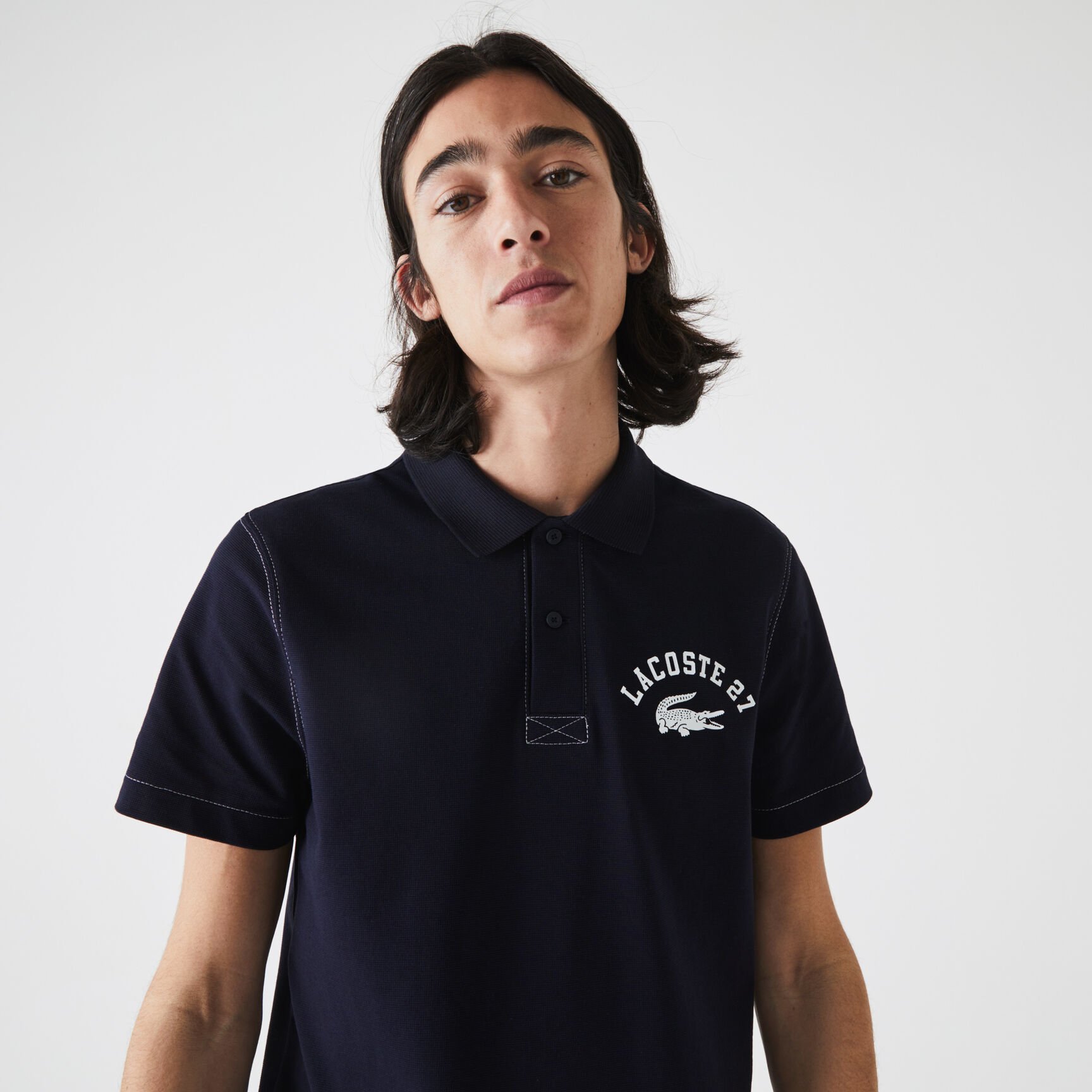 Men’s Lacoste Regular Fit Lettered Ultra-Light Knit Polo Shirt Men’s Lacoste Regular Fit Lettered Ultra-Light Knit Polo Shirt