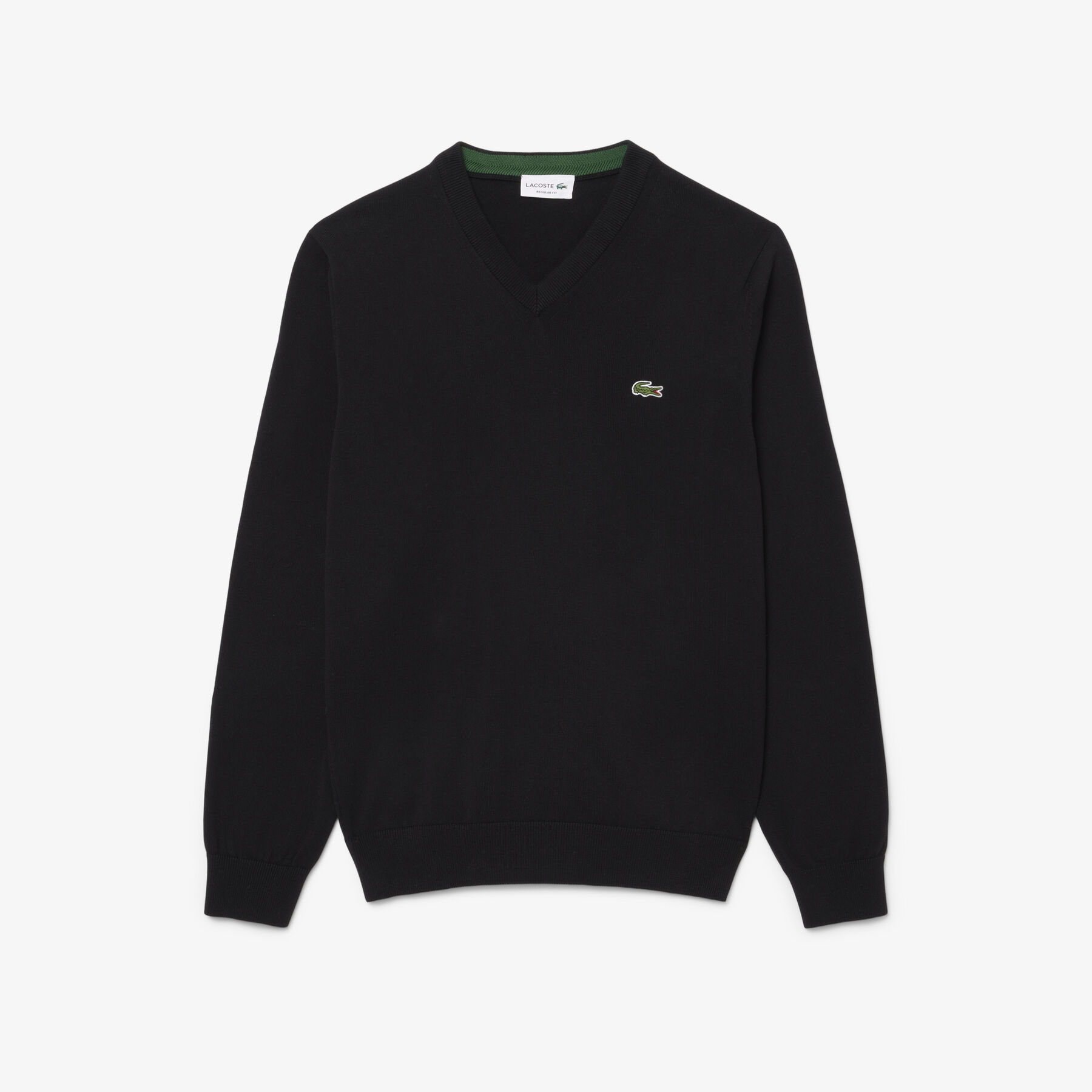 lacoste monochrome cotton v neck sweater