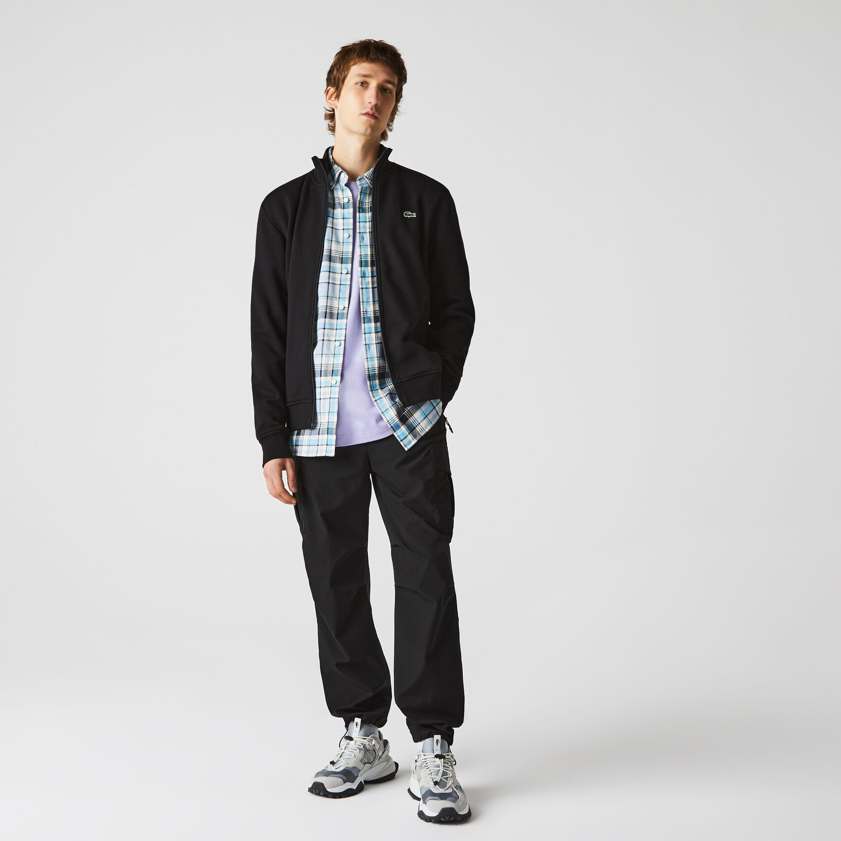 سويت شيرت من مزيج القطن الصوفي بسحاب مجموعة Lacoste SPORT للرجال