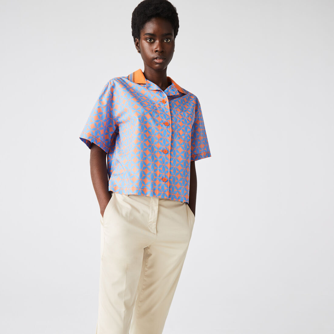 قميص قطن بوبلين مطبوع للنساء قميص قطن بوبلين مطبوع للنساء