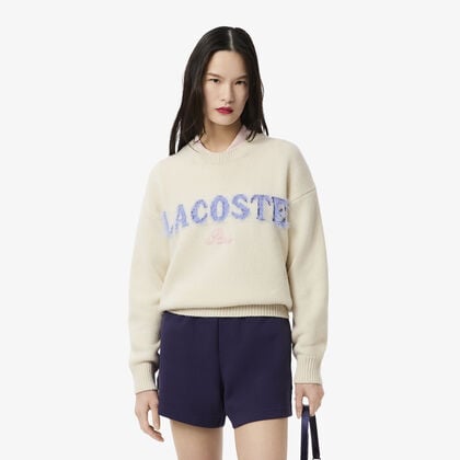 Intarsia Branded Carded Wool Sweater