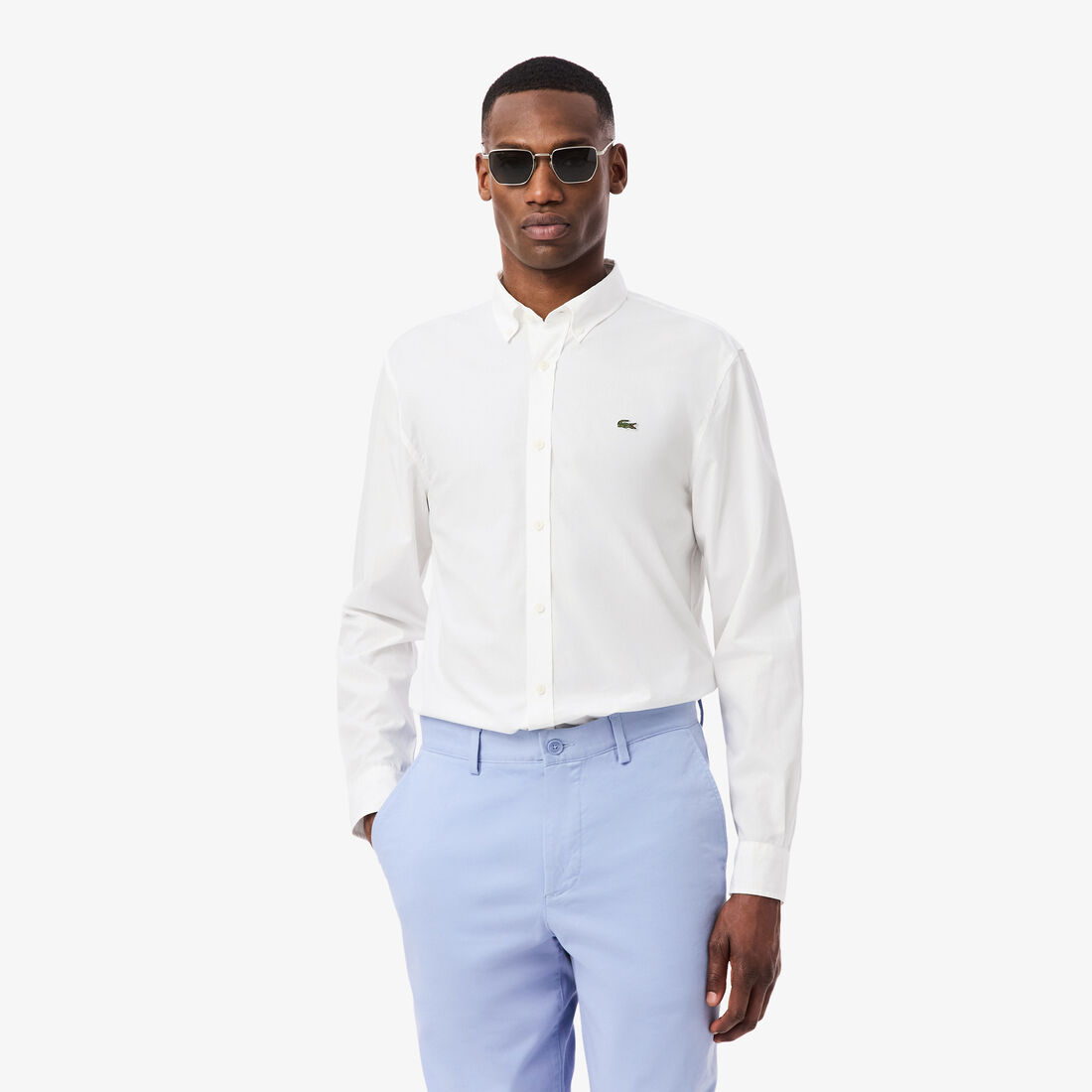 lacoste regular fit stretch poplin shirt