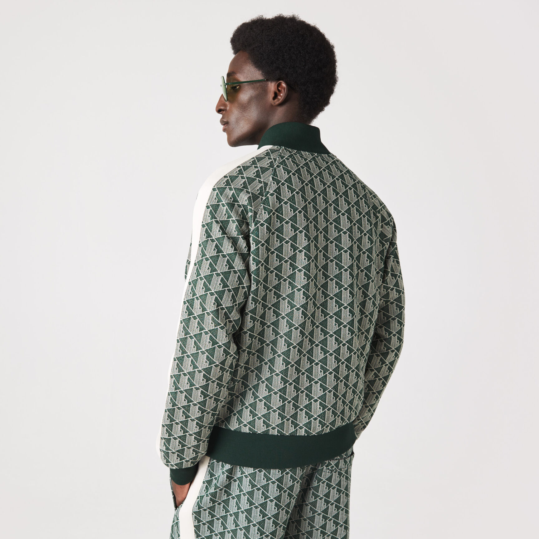 Men's Regular Fit Monogram Print Zip Sweatshirt