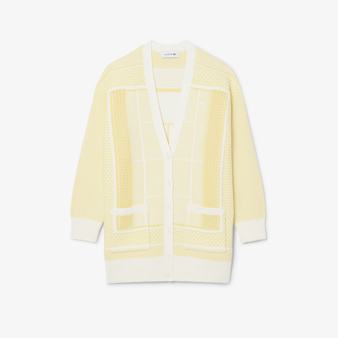 Tennis Court Jacquard Long Cardigan