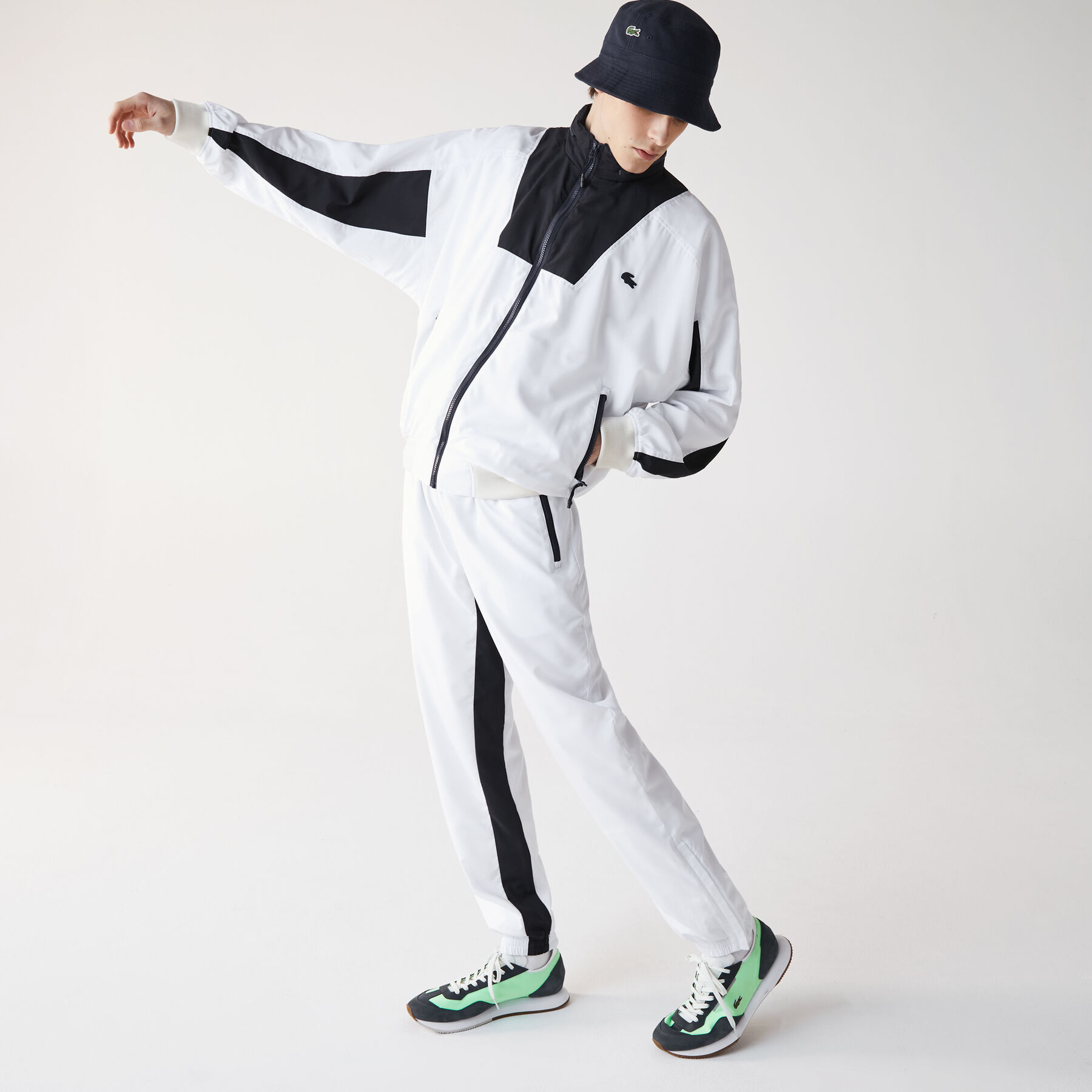 lacoste men s lightweight retro style colourblock tracksuit pants