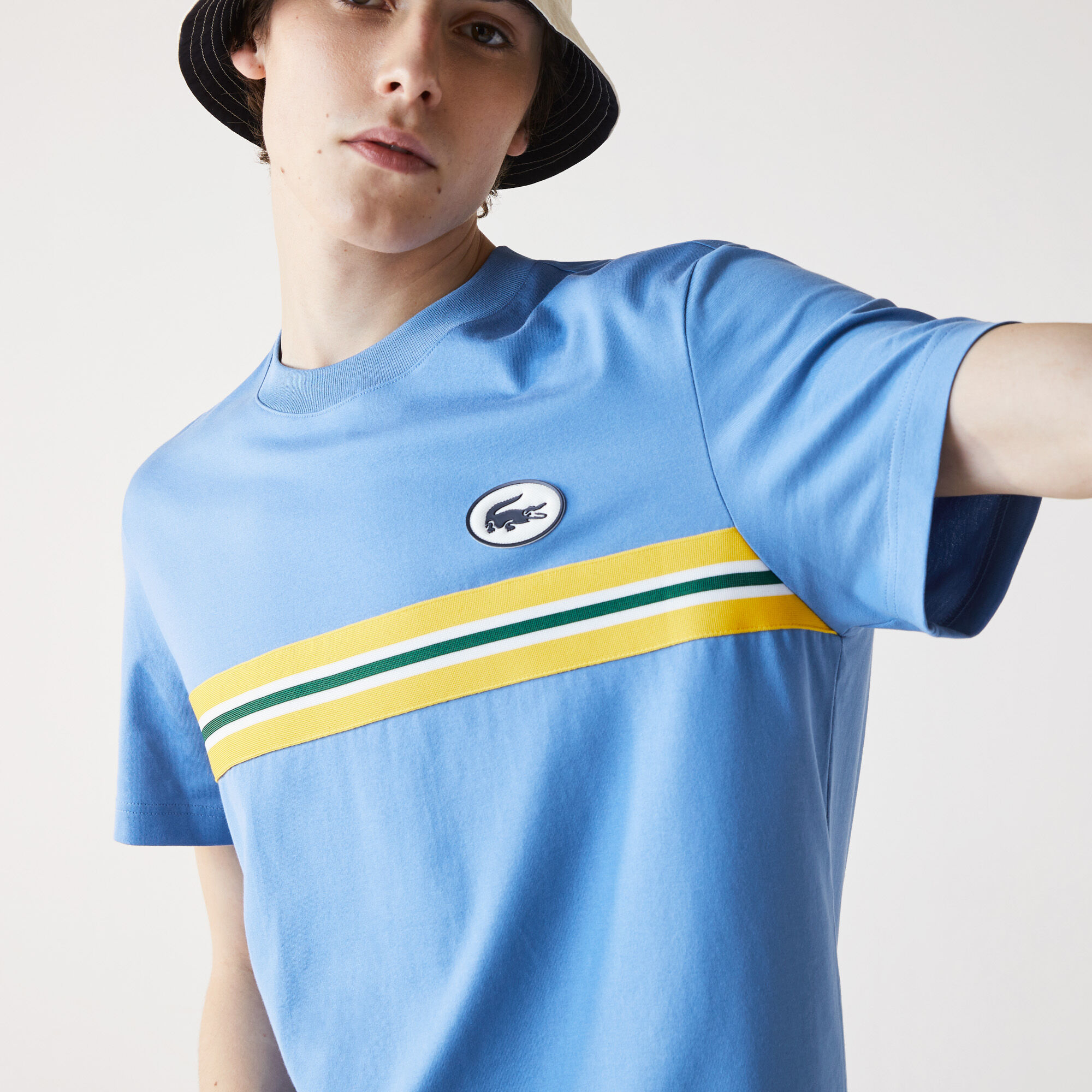 Men’s Heritage Stripe Band and Badge Cotton T-shirt Men’s Heritage Stripe Band and Badge Cotton T-shirt